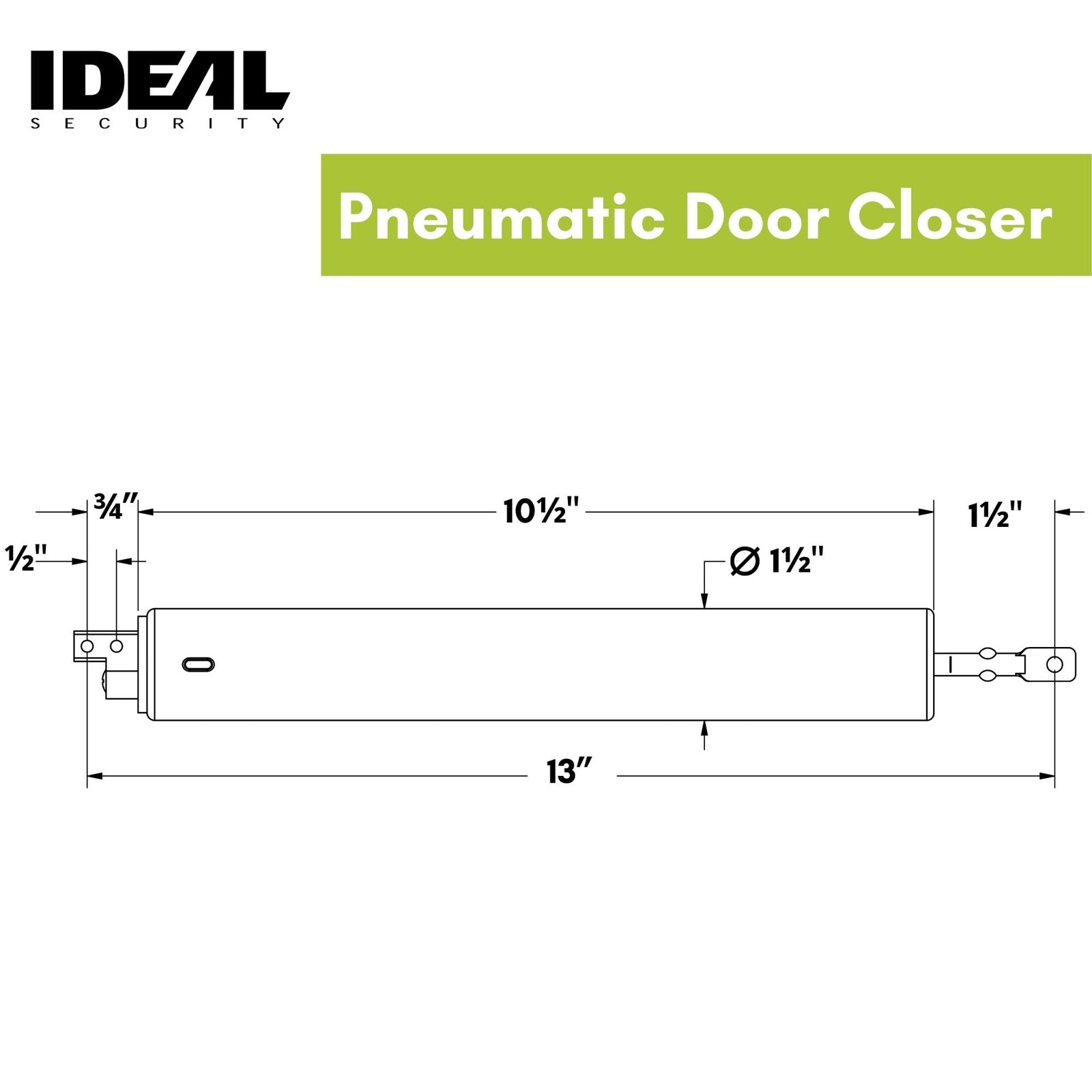 Heavy Duty Pneumatic Storm Door Closer 10.5 inch Replacement White Model 1730