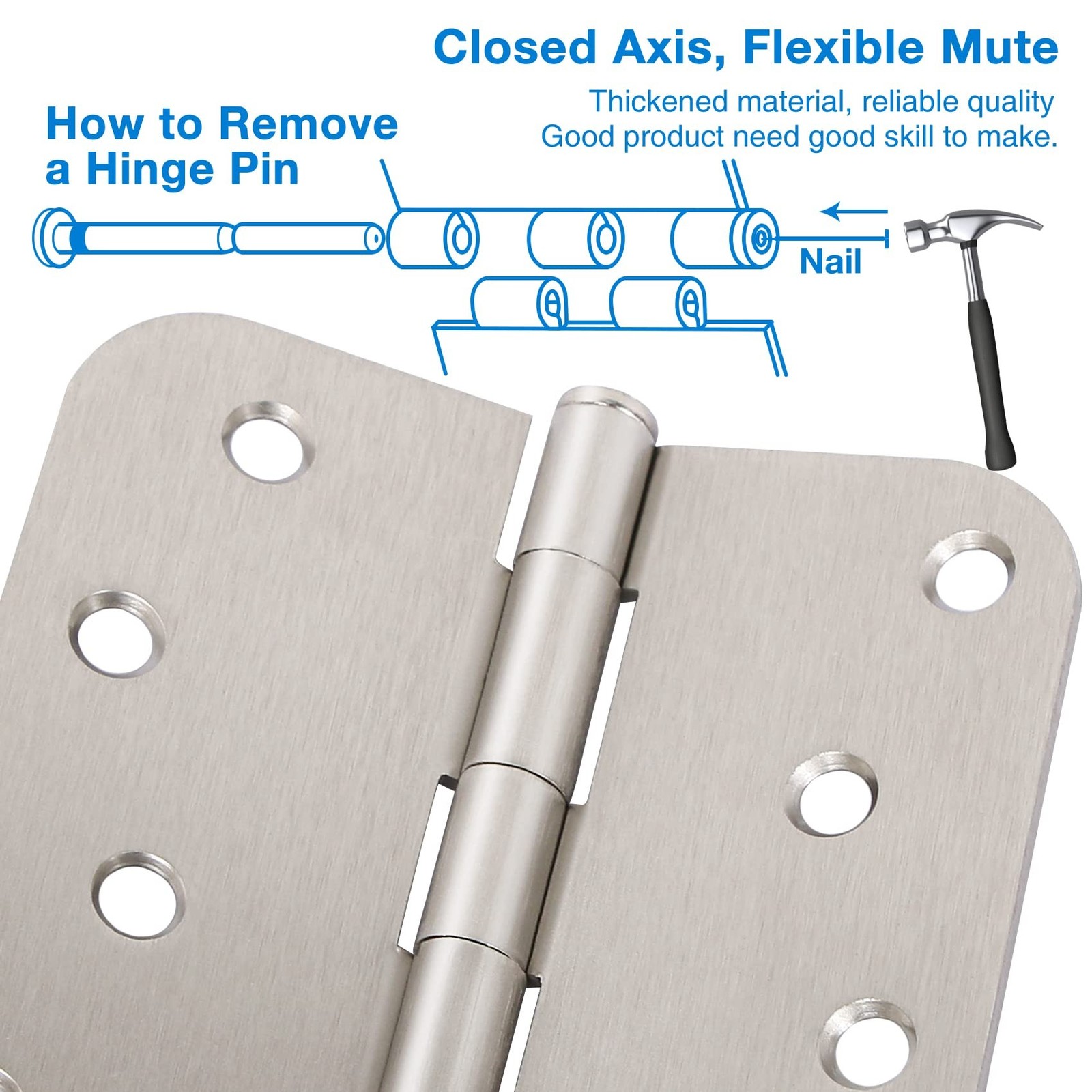12 Pack Nickel Door Hinges Brushed Nickel 4 Inch Exterior/Interior/Front Door…