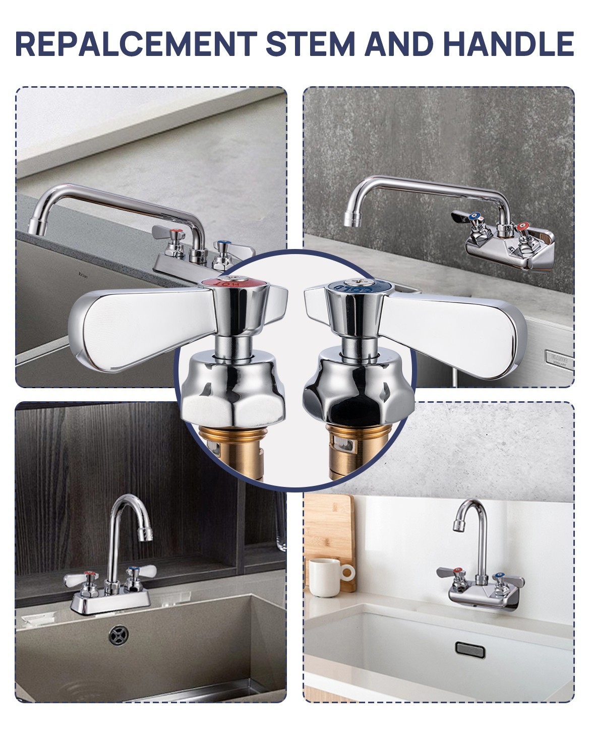 Complete Commercial Faucet Repair Kit – 2 Cartridge Valves & Handles Included