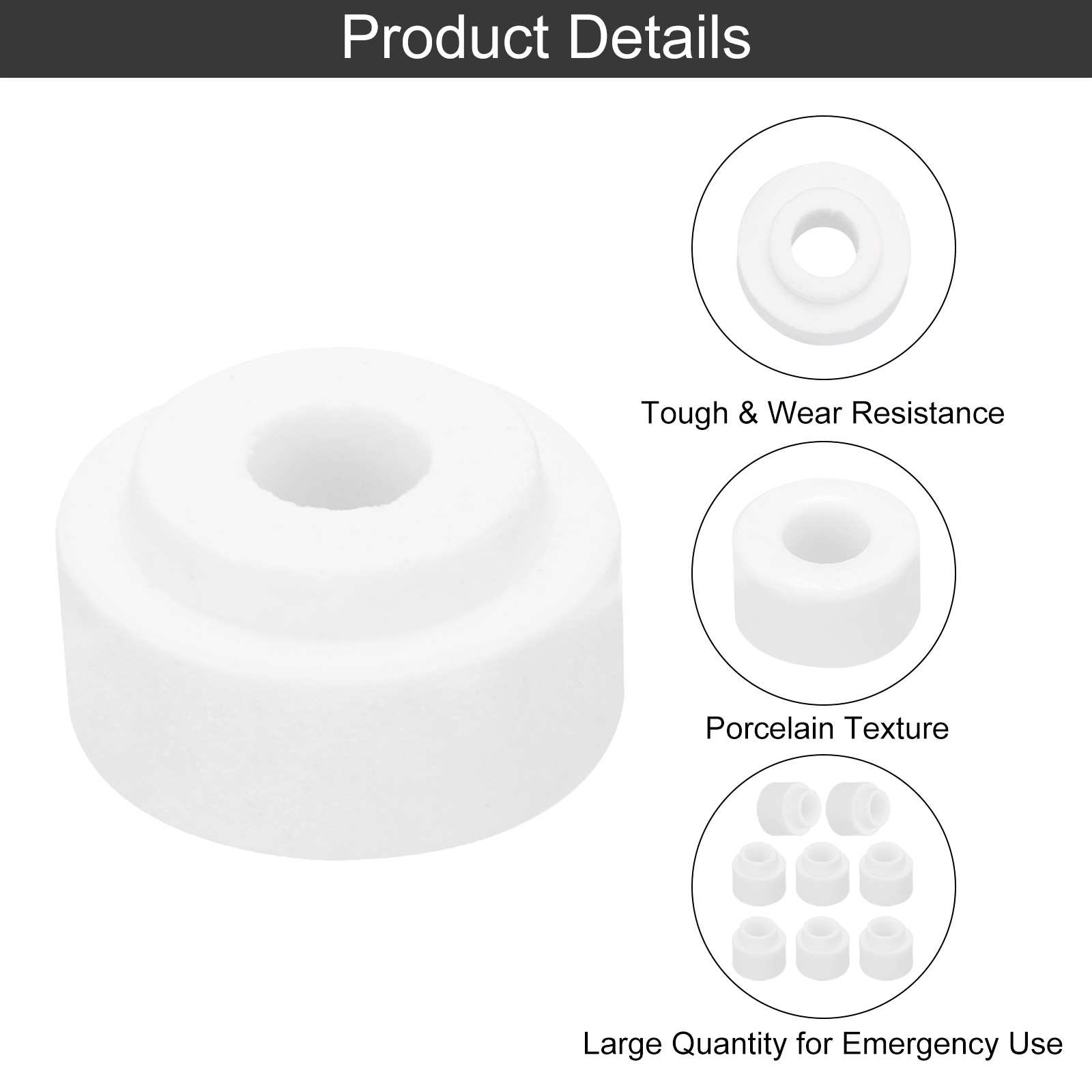 10 Pcs Ceramic Insulator Bead, 6.2mm x 20mm x 11mm Ceramic Tube