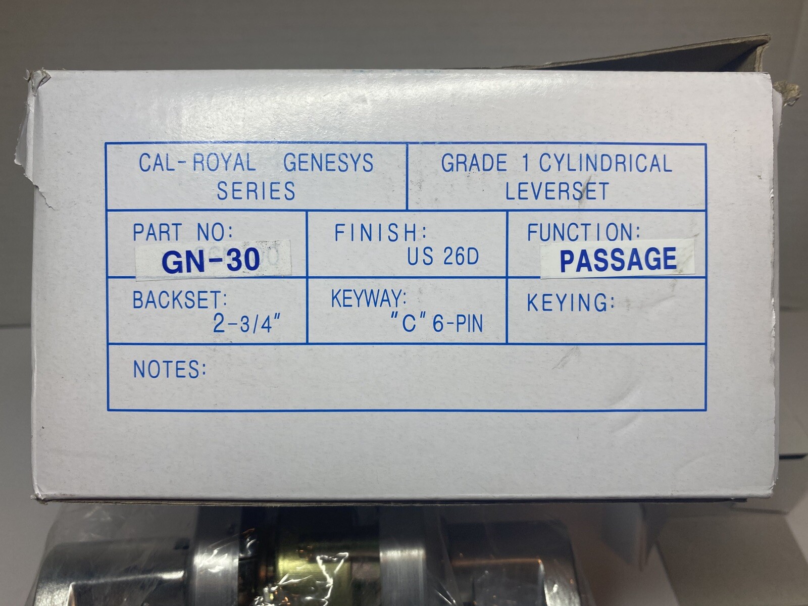 Cal-Royal Cylindrical Grade 1 Leverset Clutch GN-30 Finish US 26D NOS