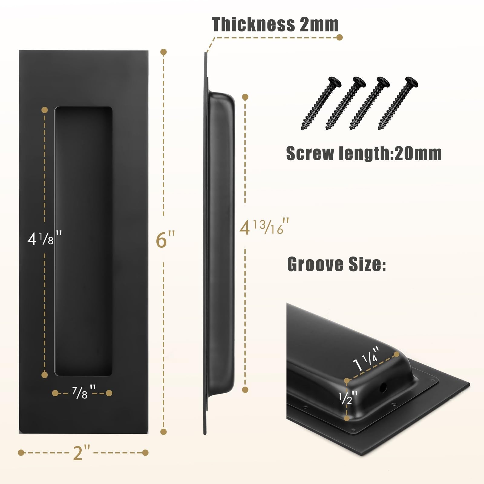 HBL’ Pocket Door Hardware Set – 2 Recessed Flush Finger Pulls & 1 Edge Pul