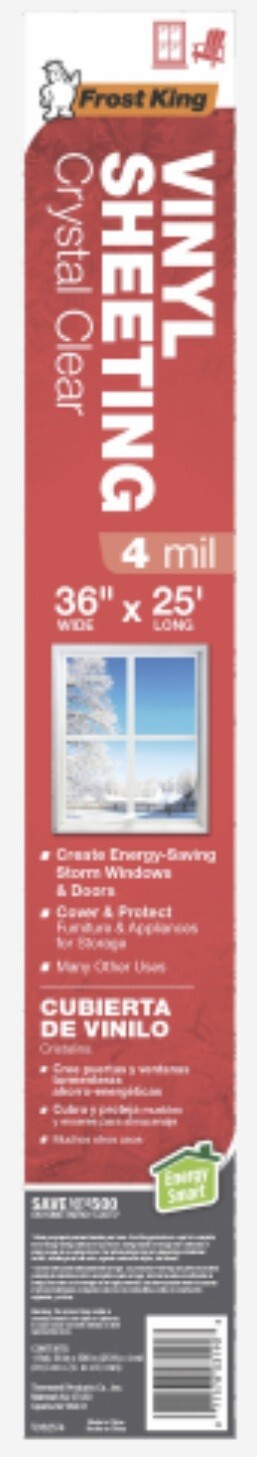 Frost King V3625/4 Crystal Clear 4 Mil Vinyl Window Insulating Sheeting 36″ x25′
