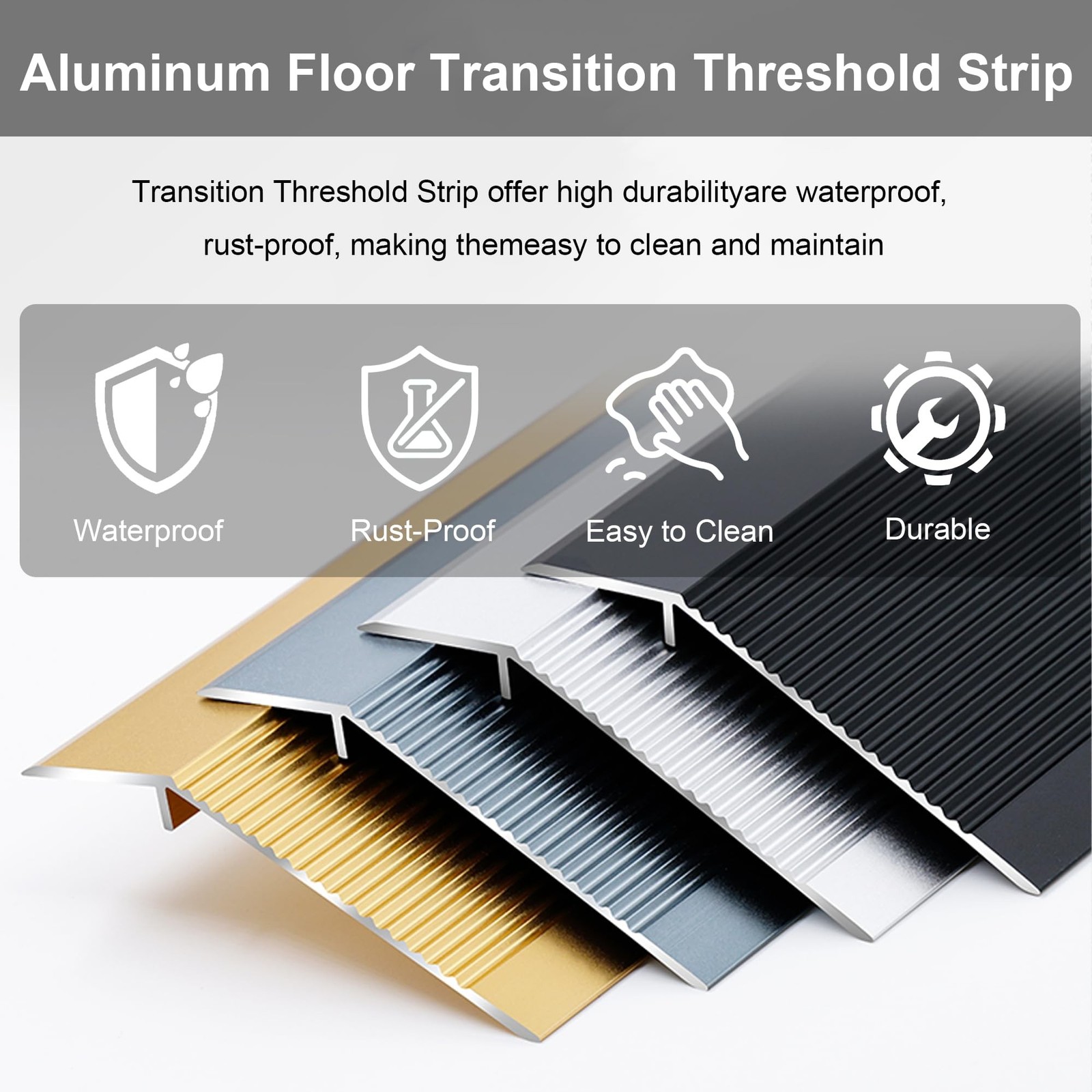 36” Aluminum Floor Transition Threshold Strip, Bridge The Height Gap Betwe