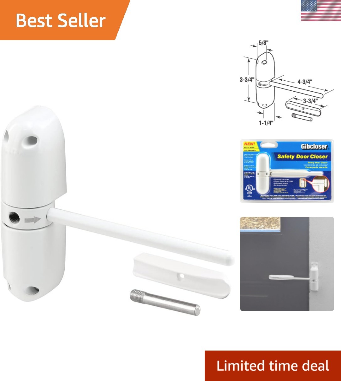 KC10HD Safety Spring Door Closer – Easy to Install to Convert Hinged Doors to…