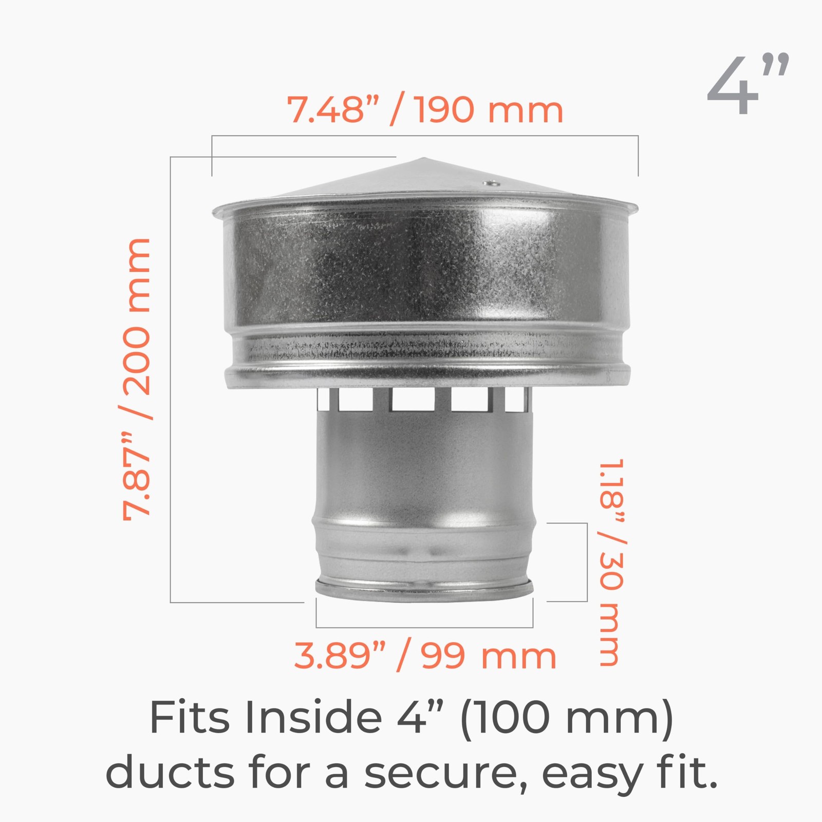 4 Inch Roofing Rain Cap – Galvanized Steel Round Roof Vent Cover – All Weathe…