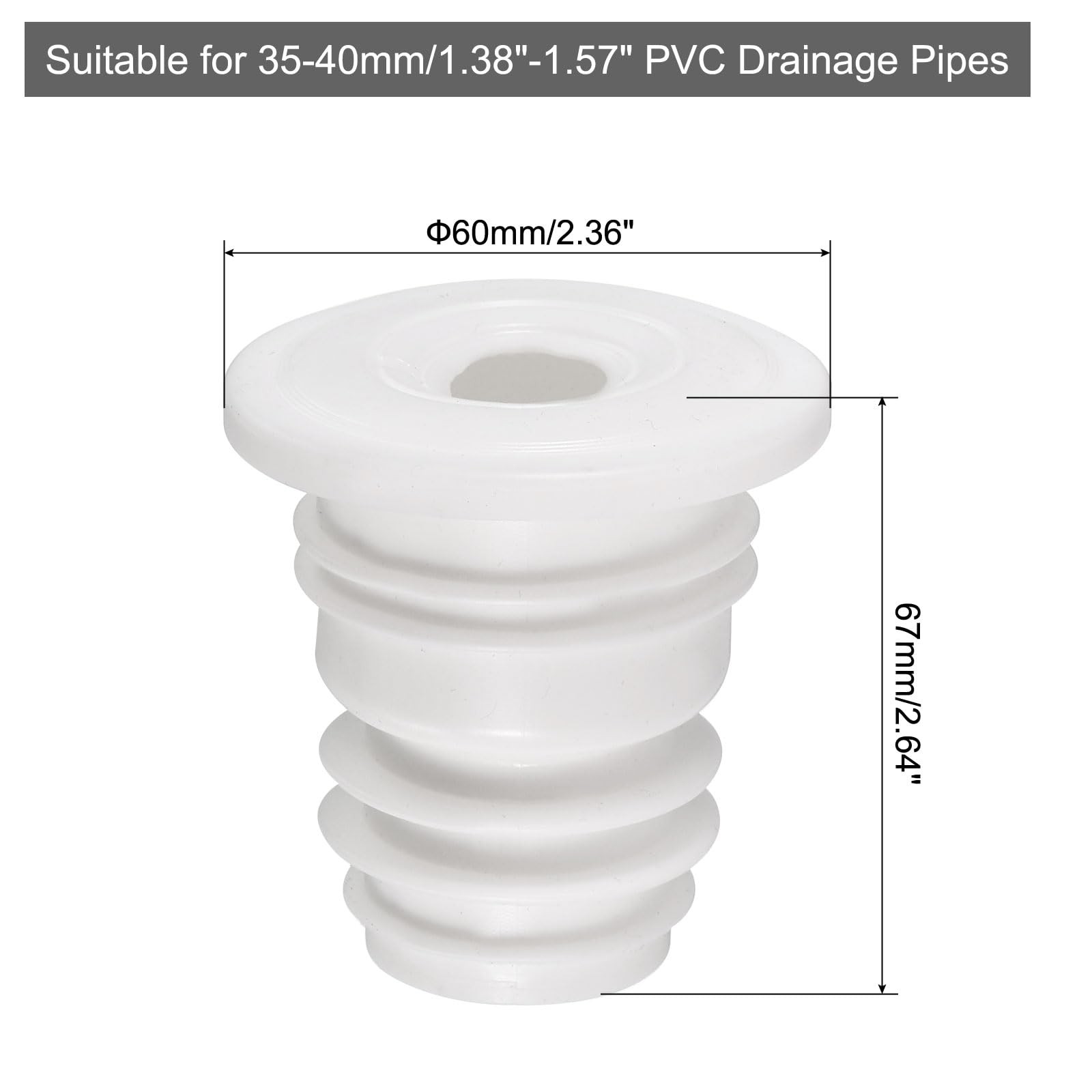 uxcell Drain Pipe Seal Ring, Silicone, White, Anti-Odor Floor White