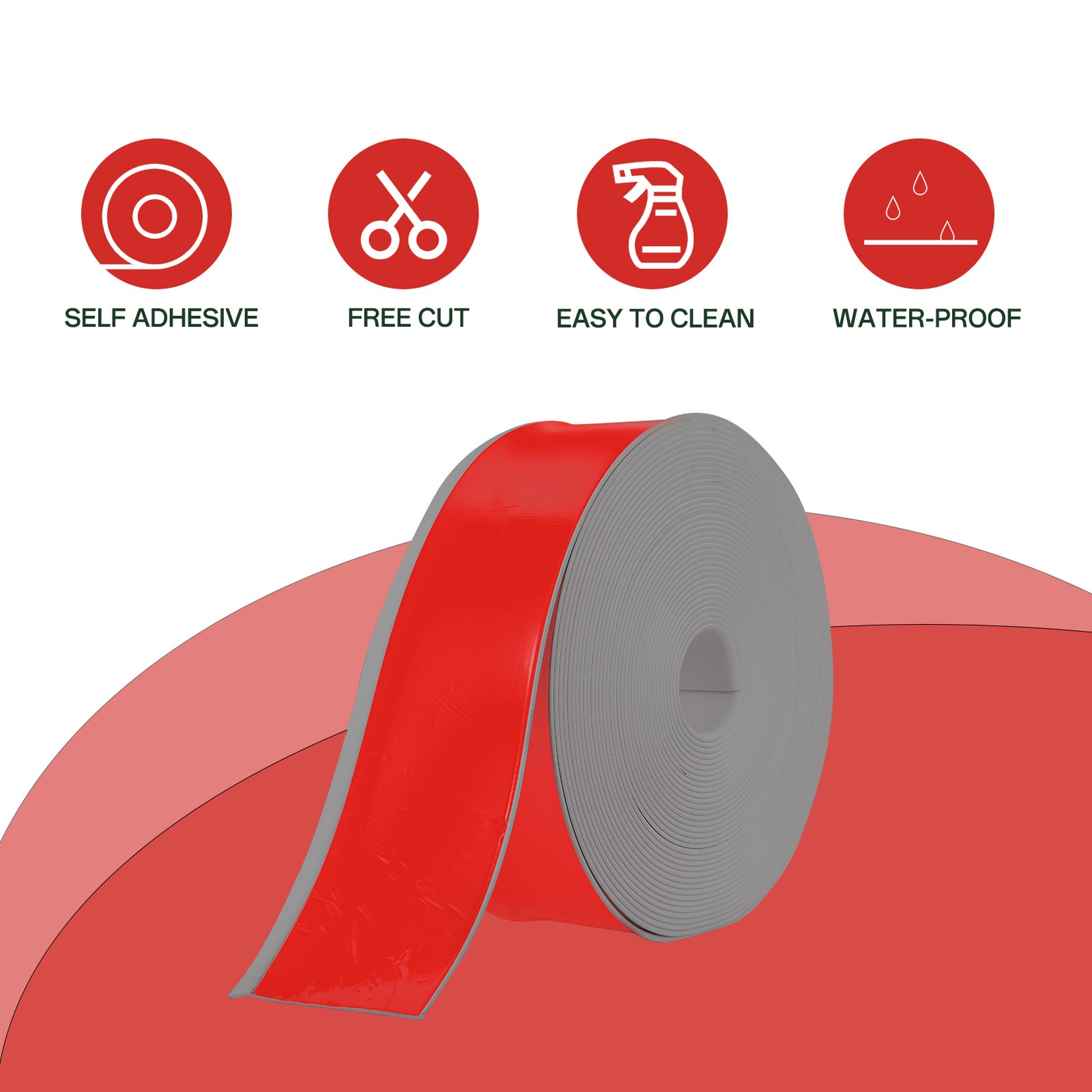 Vinyl Wall Base Baseboard Molding Trim 4″x 60FT Flexible Self Adhesive Black