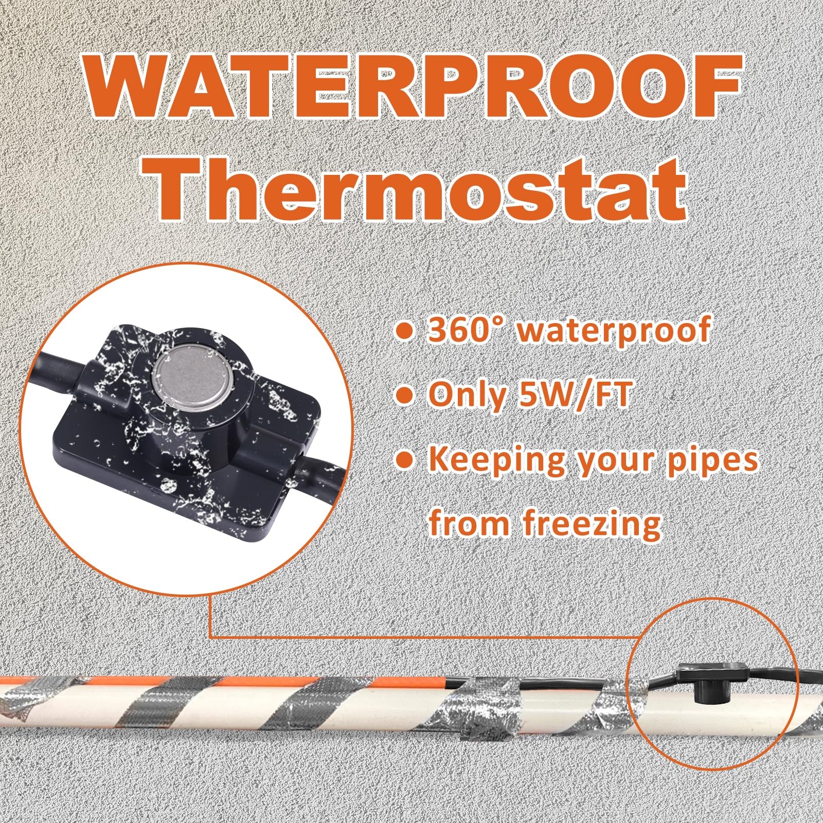 Cupohus Heat Tape for Water Pipes with Thermostat 6FT, Freeze Protection Self…