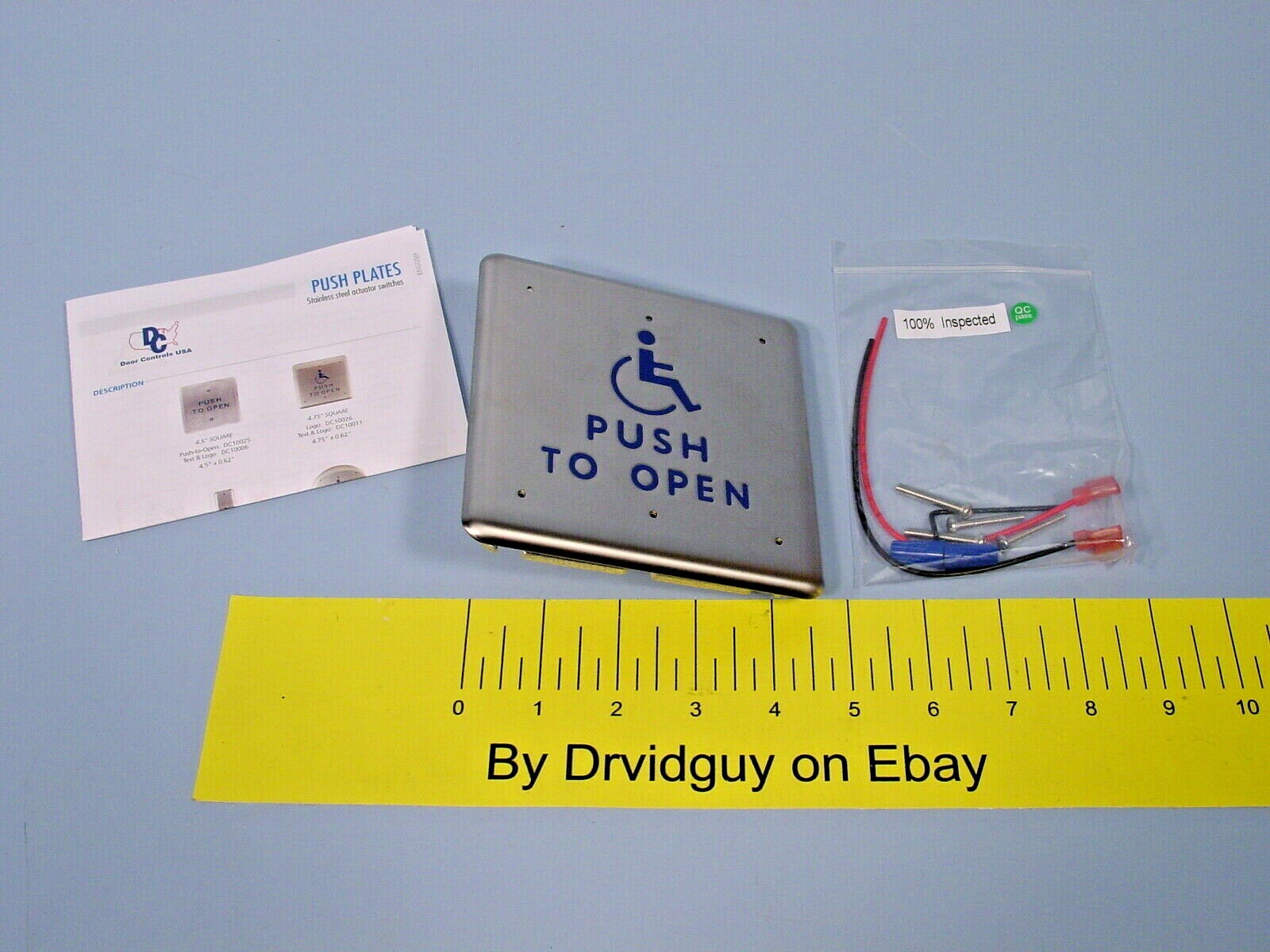 Door Controls DC10011 4.75″ Square PushPlate w/ Push-To-Open Handicap