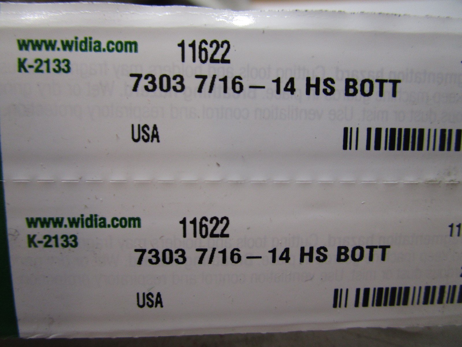 7303/11622 7/16-14 Uncoated HSS Full Bottom 1-2 Pitch Maintenance Hand Tap QTY 2