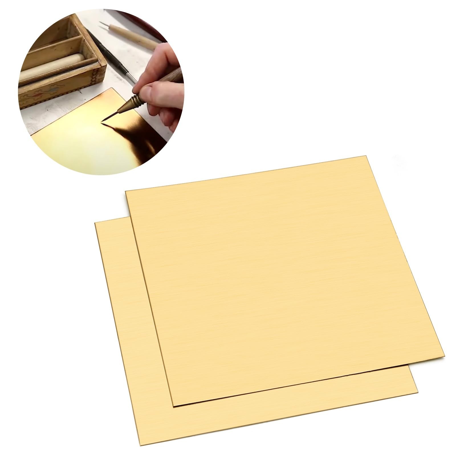 2 Pcs Brass Sheet, 14 Gauge(1.6 mm) Thickness, 5.9″ x 5.9″, for Jewelry, Craf…