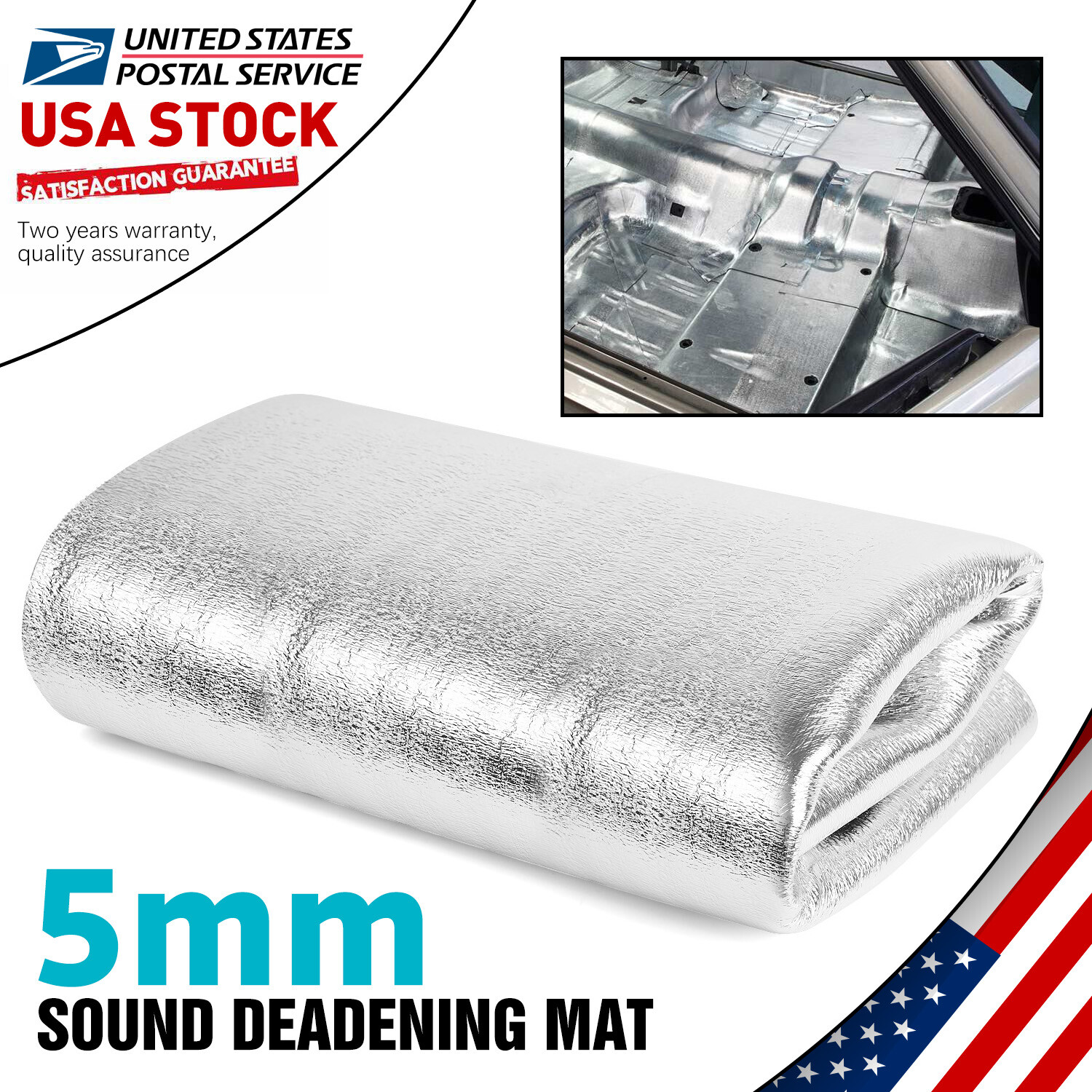 39″x79″ Sound Deadener Noise Proof Deadening Mat Car Heat Shield Insulation 5mm