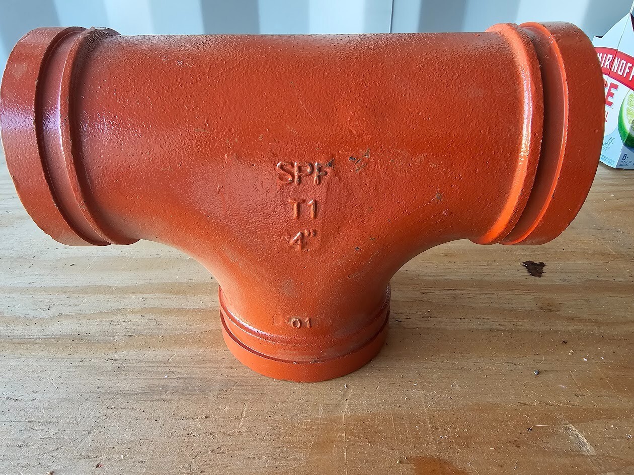 SPF Style ST-1 Straight Tee 4″ Grooved End IPS Pipe Size Fitting