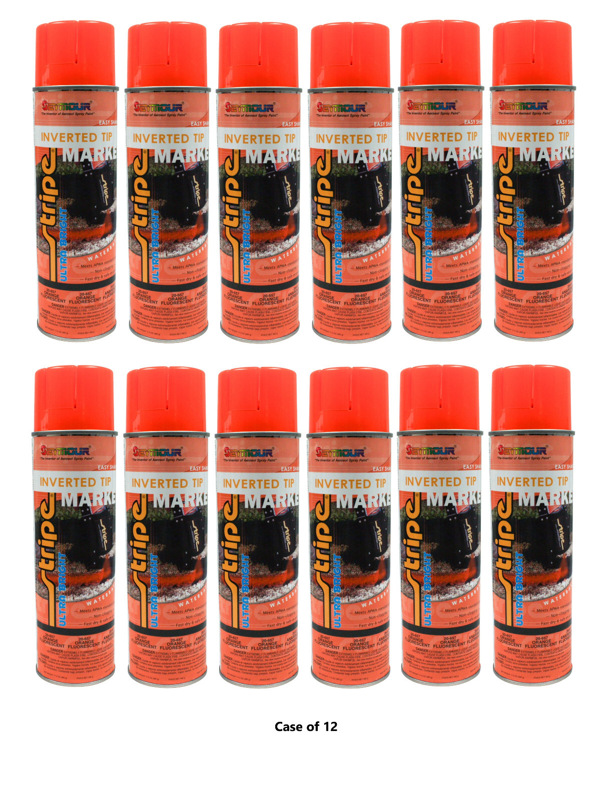 Seymour Orange Fluorescent Marking Paint ( 12 x 17z Cans ) Meets APWA Standards