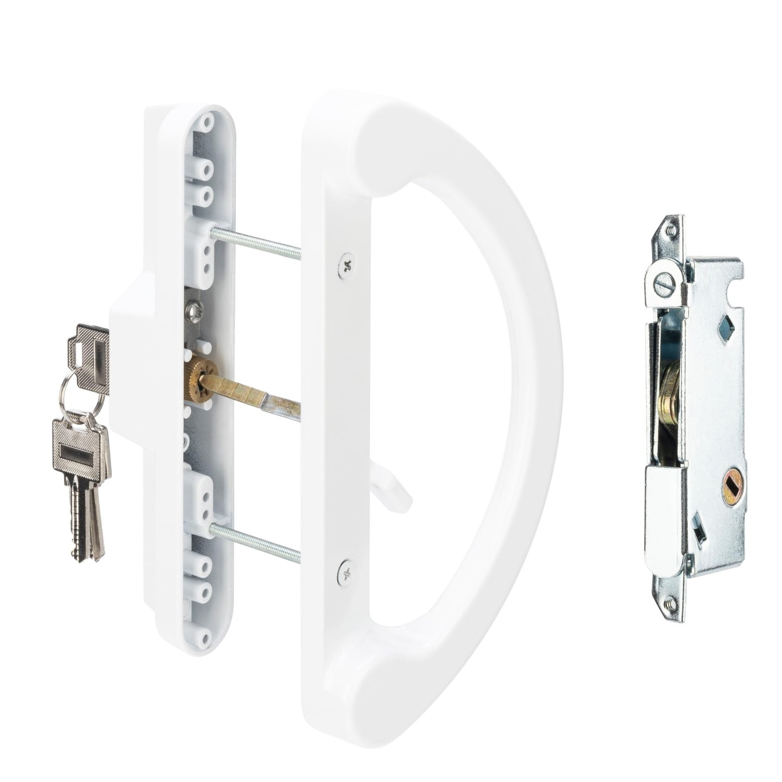 Sliding Patio Door Handle Pull Set with Key Cylinder, Replacement Sliding Doo…