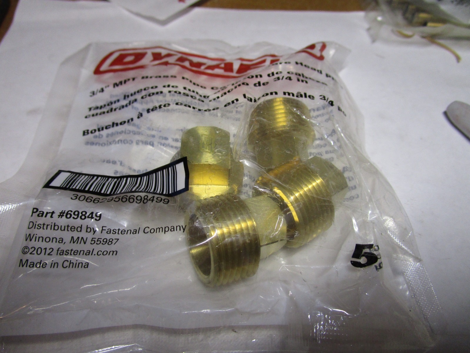 3/4″ NPT Brass Square Head Plug QTY 5