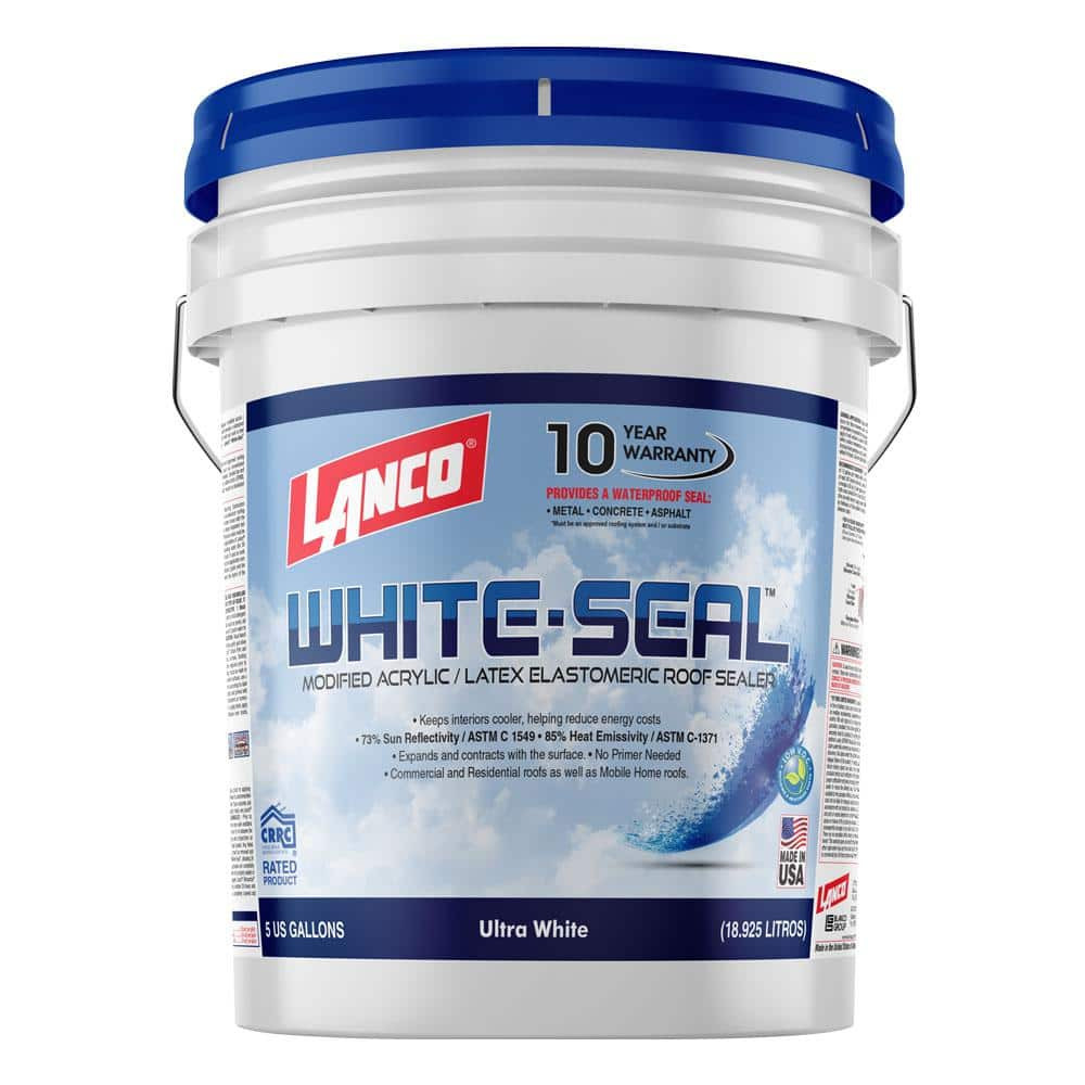 Elastomeric Seal Roof Leaks 5 Gallon White Coating Waterproof Rubberized Cool RV