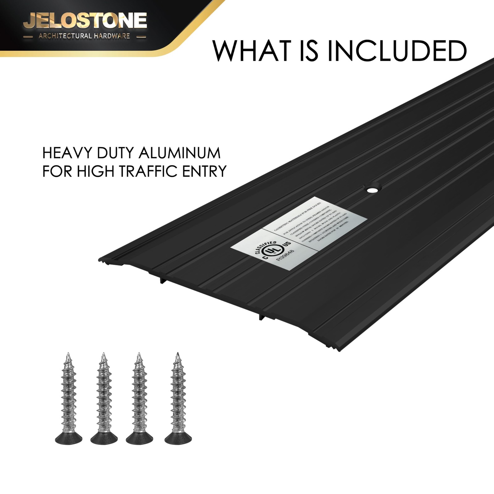 JELOSTONE 5”W x 1/4”H x 48”L – x x 48”L, Matte Black Anodized