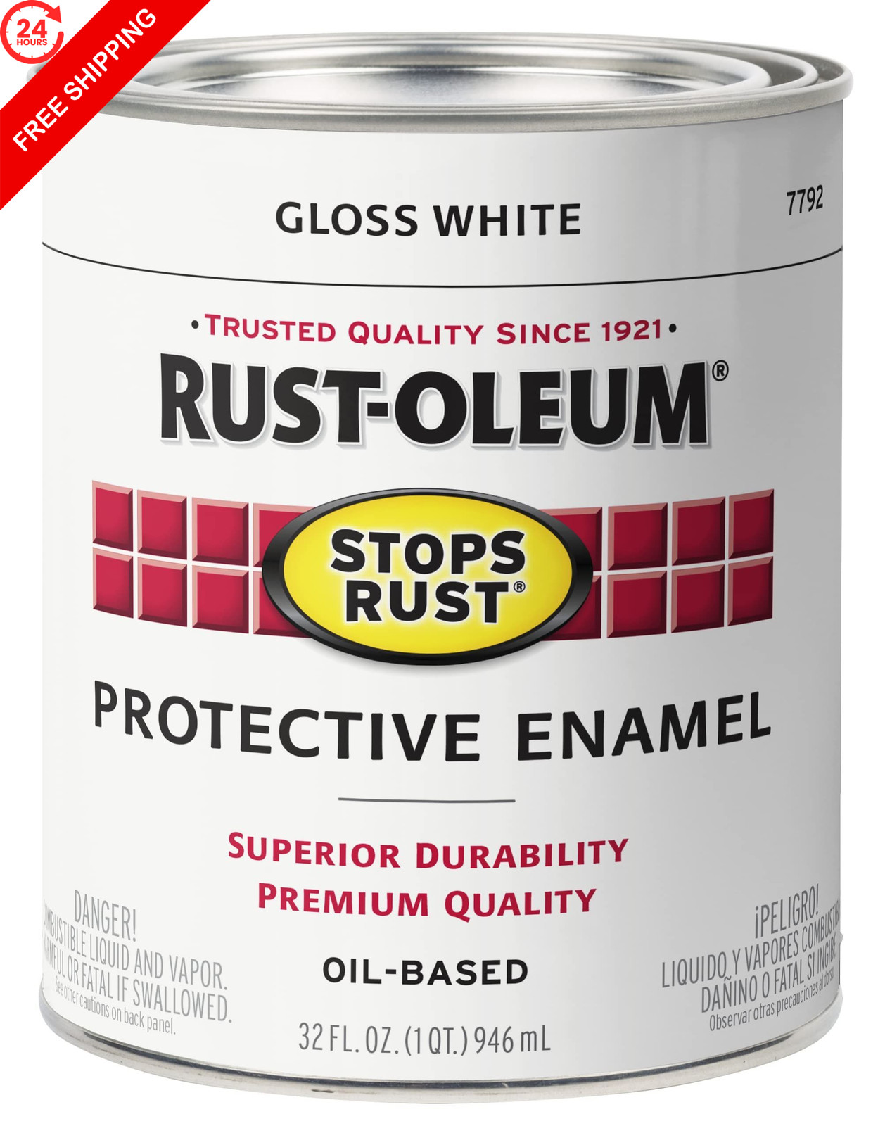 Rust-Oleum Stops Rust Brush On Protective 32 Fl Oz (Pack of 1), Gloss White