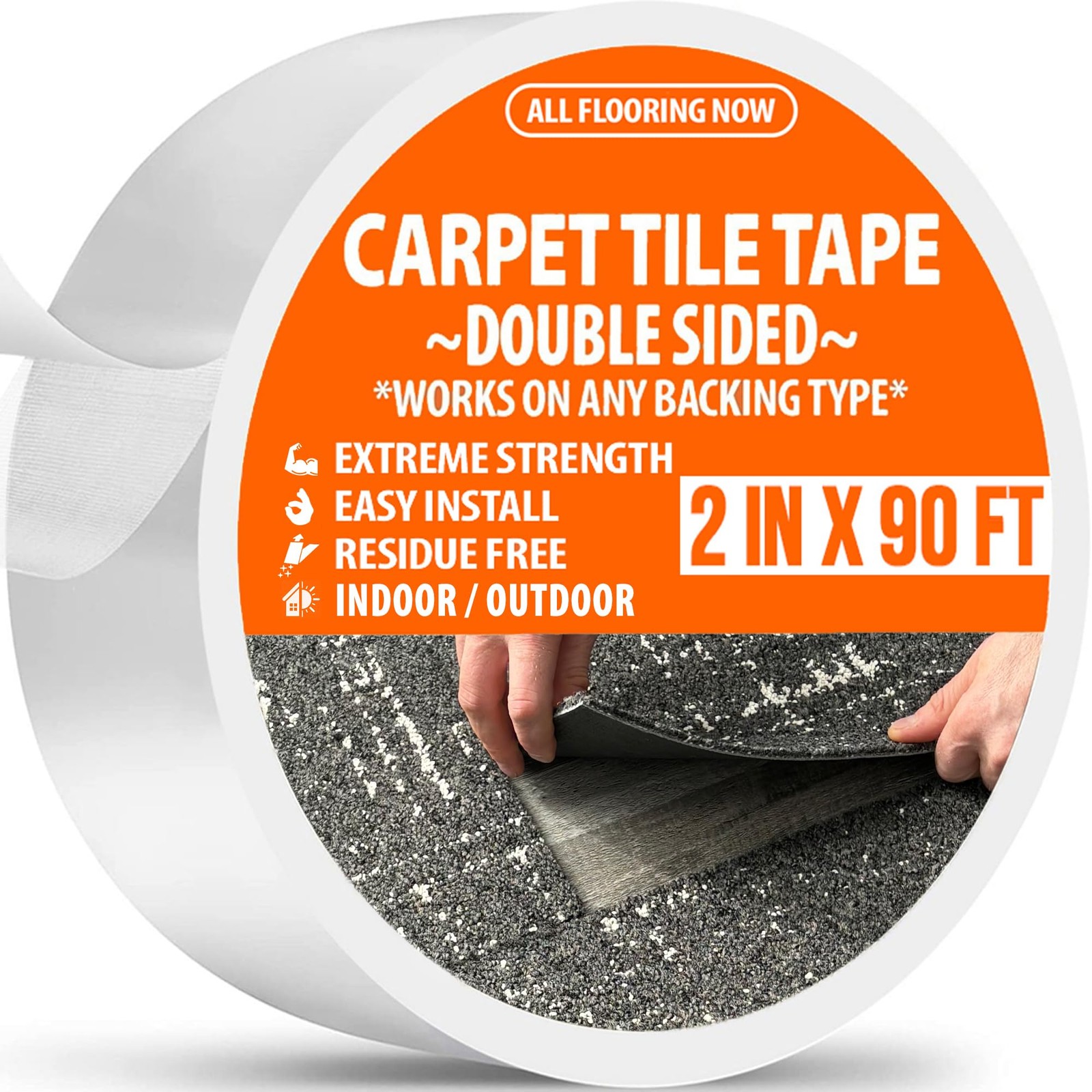 All Flooring Now Carpet Tile Tape Double Sided 2in x 90ft – 2 IN x 90 FT
