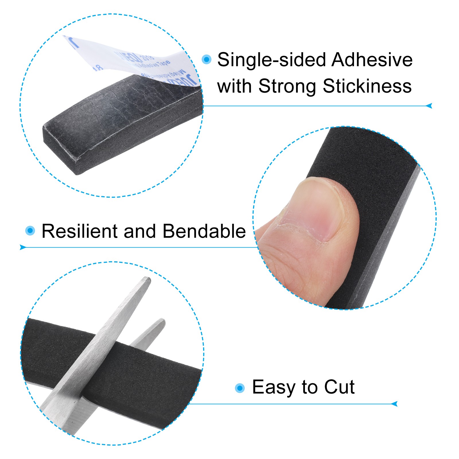 2 Roll 3/4″W x 5/8″T x 6.6Ft Self-Adhesive EVA Insulation Foam Tape, Black