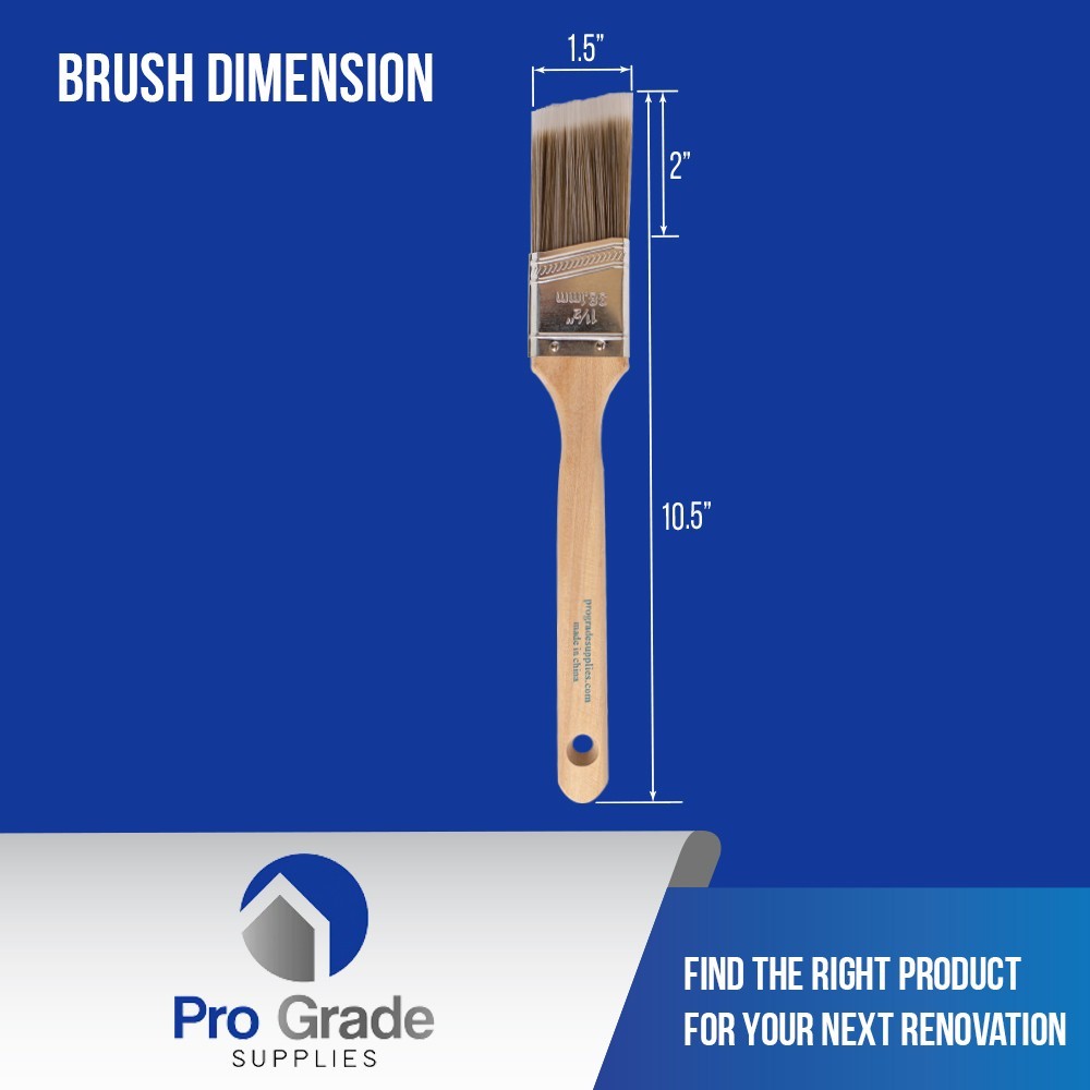 Pro Grade – Paint Brushes – 12Ea 1.5″ Angle Brushes