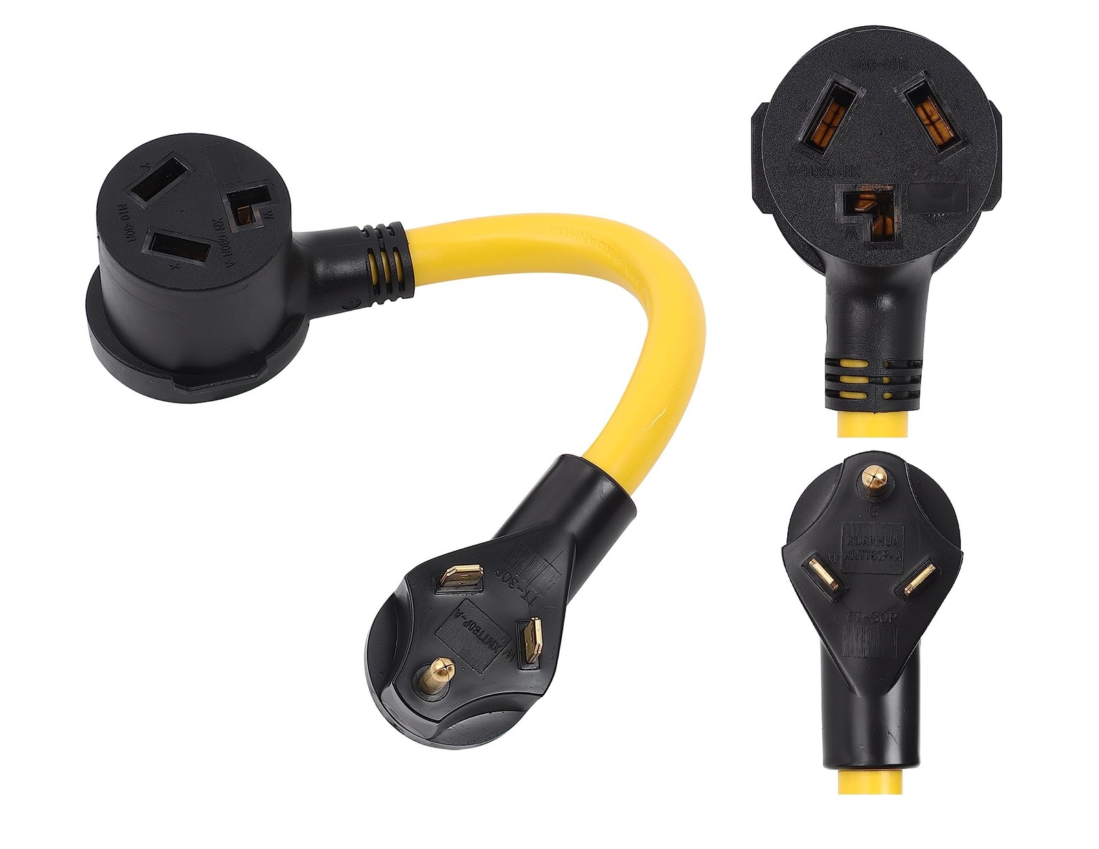 ONETAK NEMA TT-30P to 10-30R 120V 30 Amp 3 Prong Male Plug 3 yellow