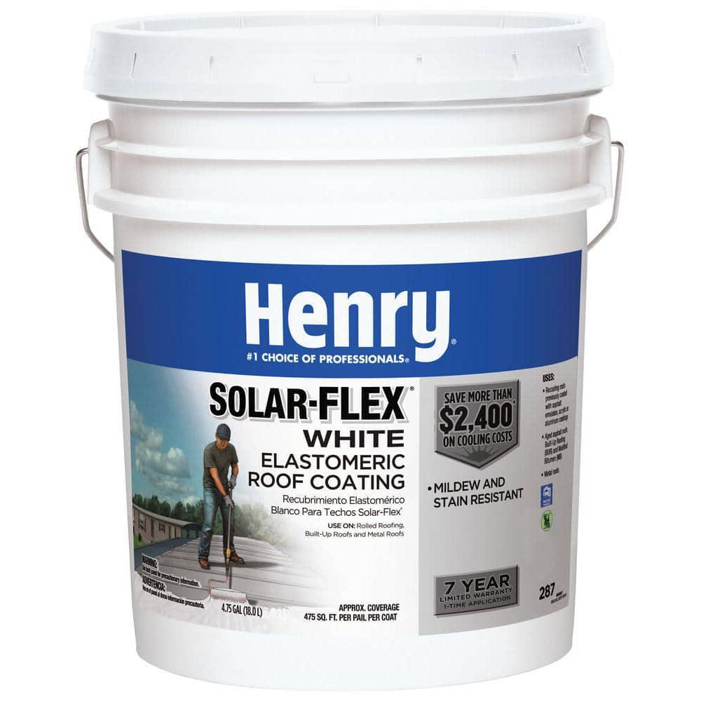 Henry Elastomeric Roof Coating Acrylic Water-Based Solar-Flex White 4.75-Gal.