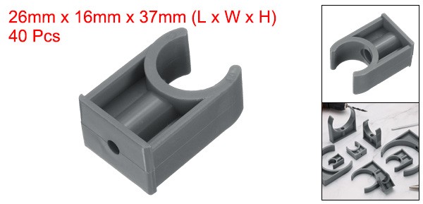 40 Pcs PVC Water Pipe Clamps Clips, U-Shaped Buckles for 1/2″ Size Pipe, Grey
