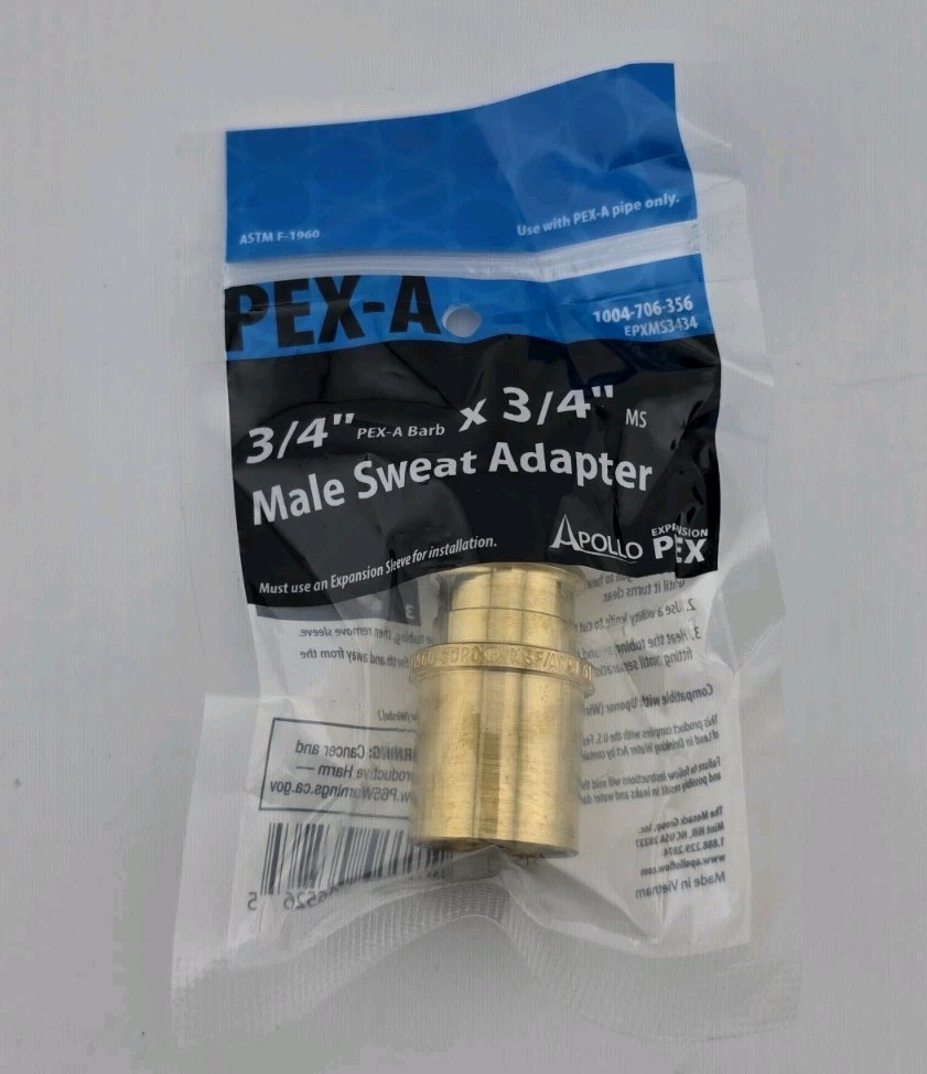 Lot of 50 Apollo Brass PEX-A 3/4″ x 3/4″ Male Sweat Adapter EPXMS3434 1004706356