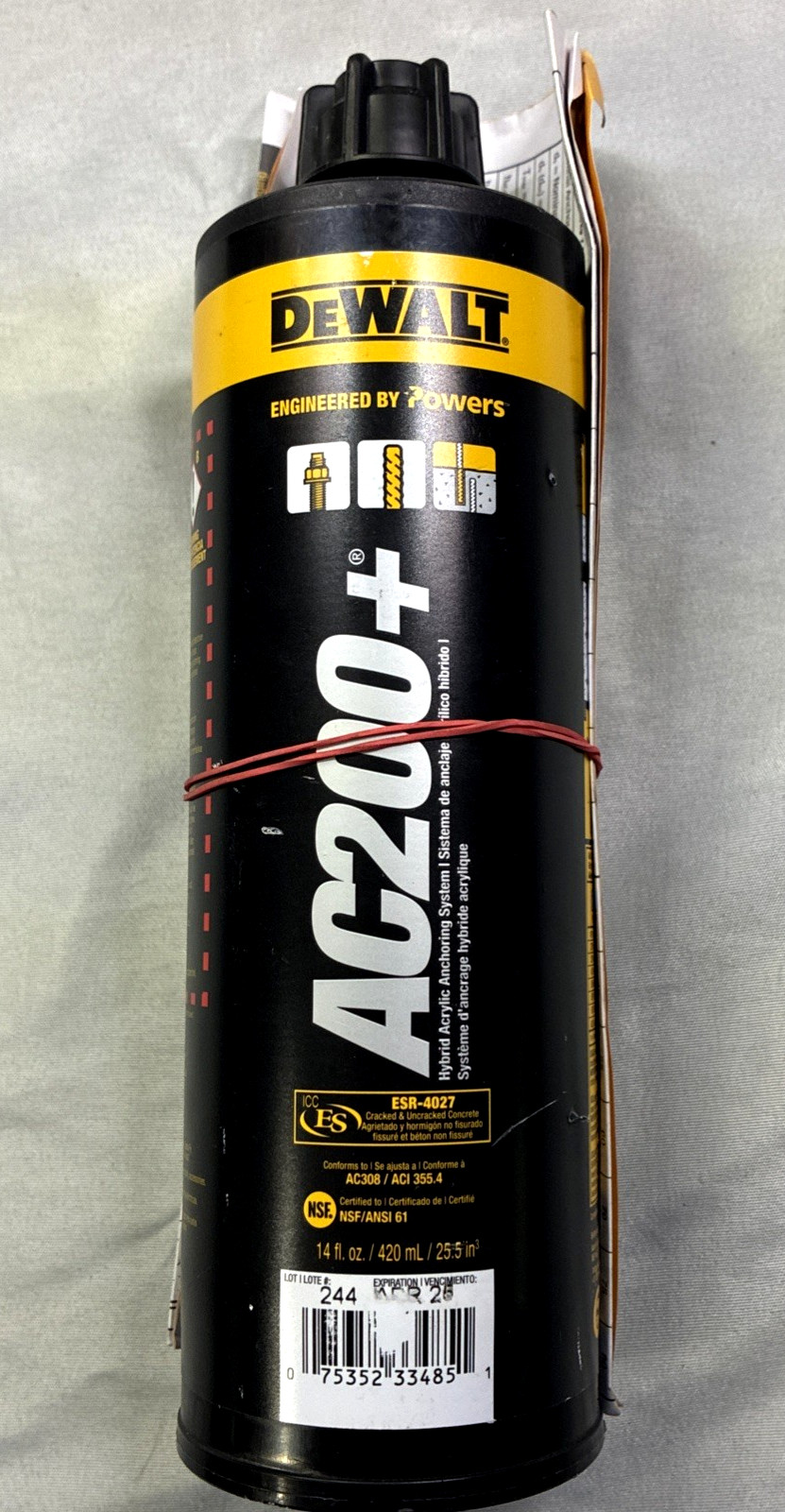 DeWalt AC200+ Hybrid Acrylic Anchoring System ~ 14oz OPEN BOX