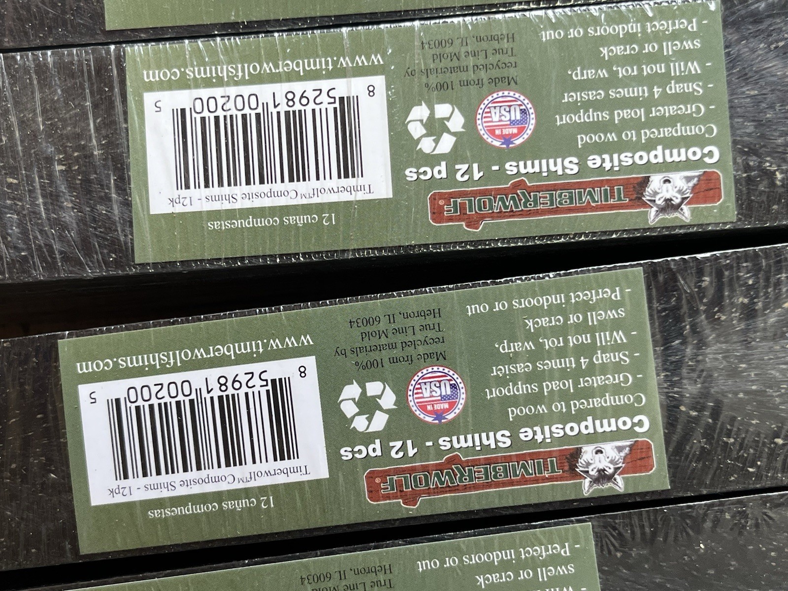 Timber Wolf Composite Shims – 72 Total (6 Packs of 12) – Heavy-Duty, Waterproof