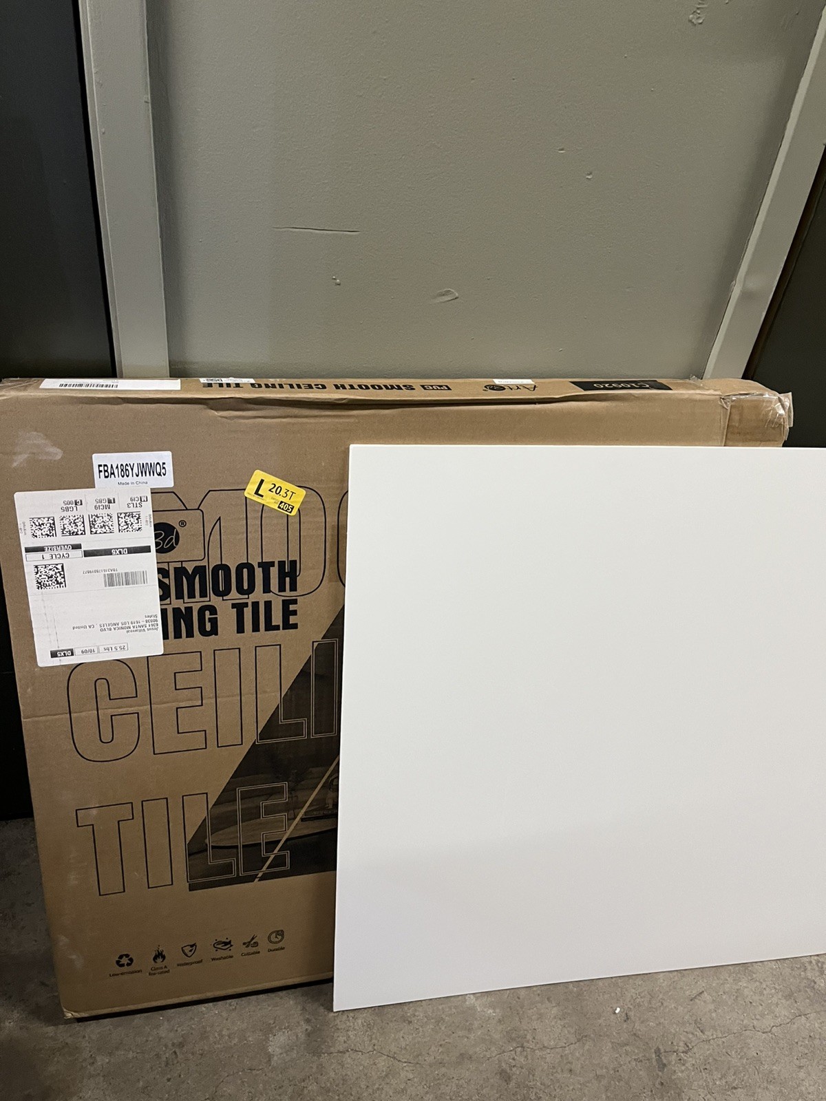 Art3d 12-Pack Smooth Drop Ceiling Tile 2ft x 2ft PVC Ceiling Panel 48 sq ft NIOB