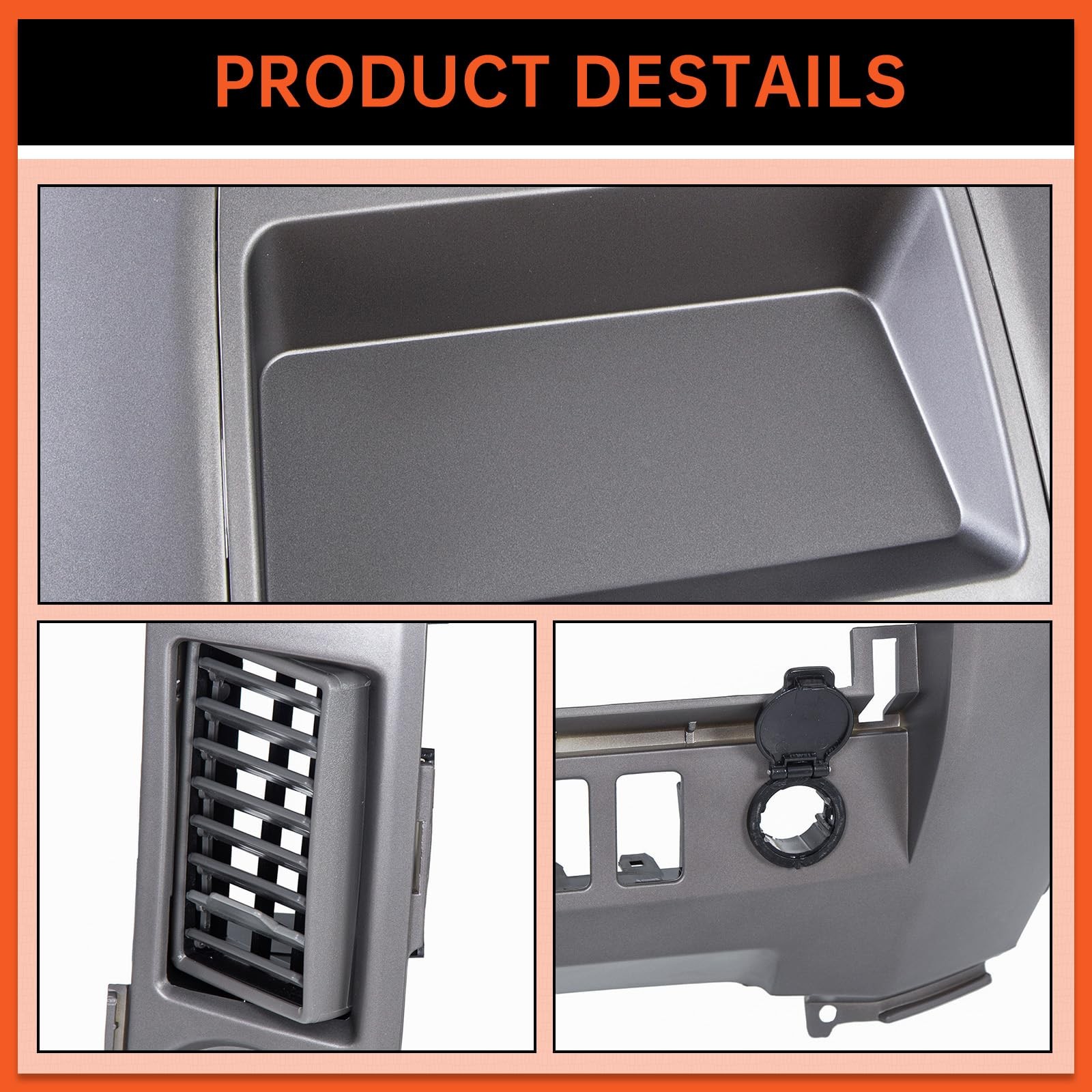 ECOTRIC Center Dash Instrument Panel Lid Compatible with 2004 Silver Gray
