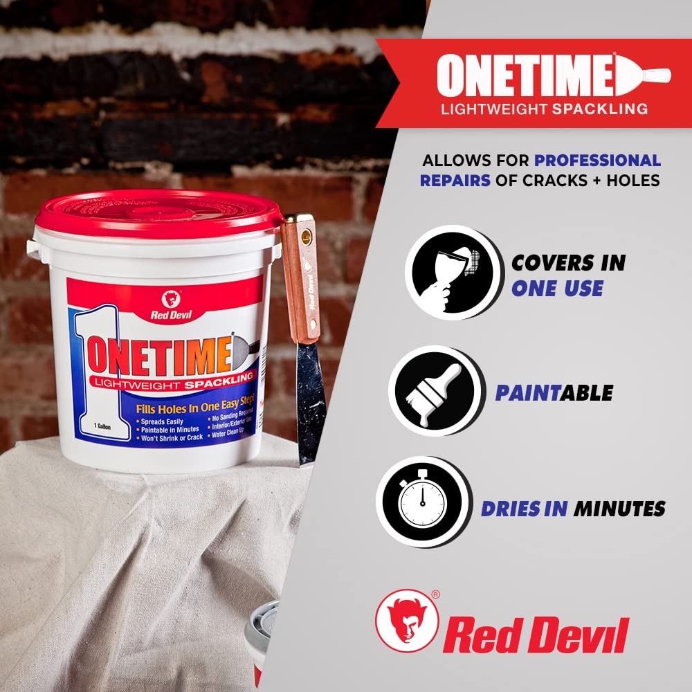 Red Devil 0544 ONETIME Lightweight Spackle Wall Repair, Pack of 1, White