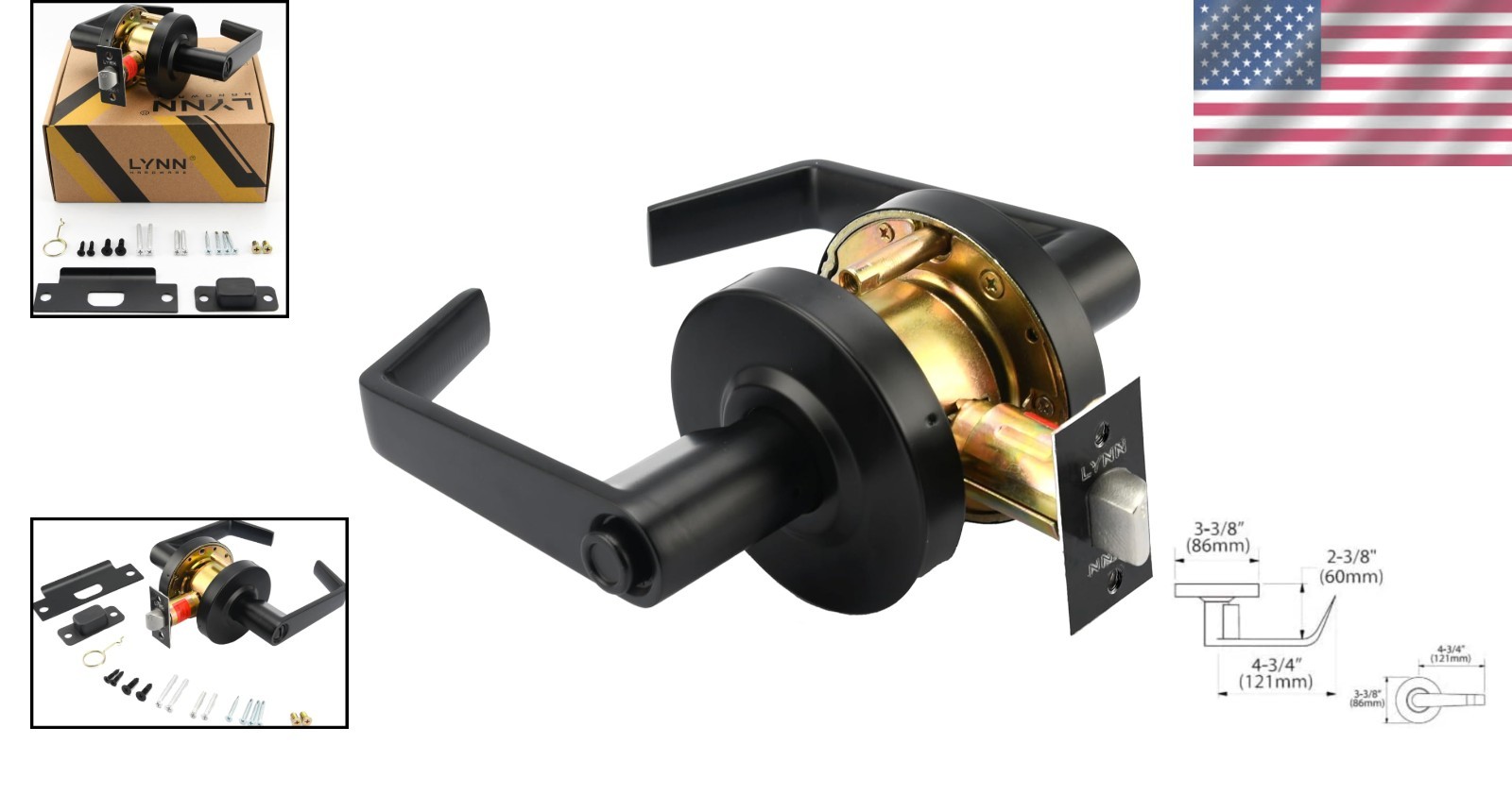 Ambidextrous Matte Black Locking Door Handle – ANSI Grade 2 Certified Security