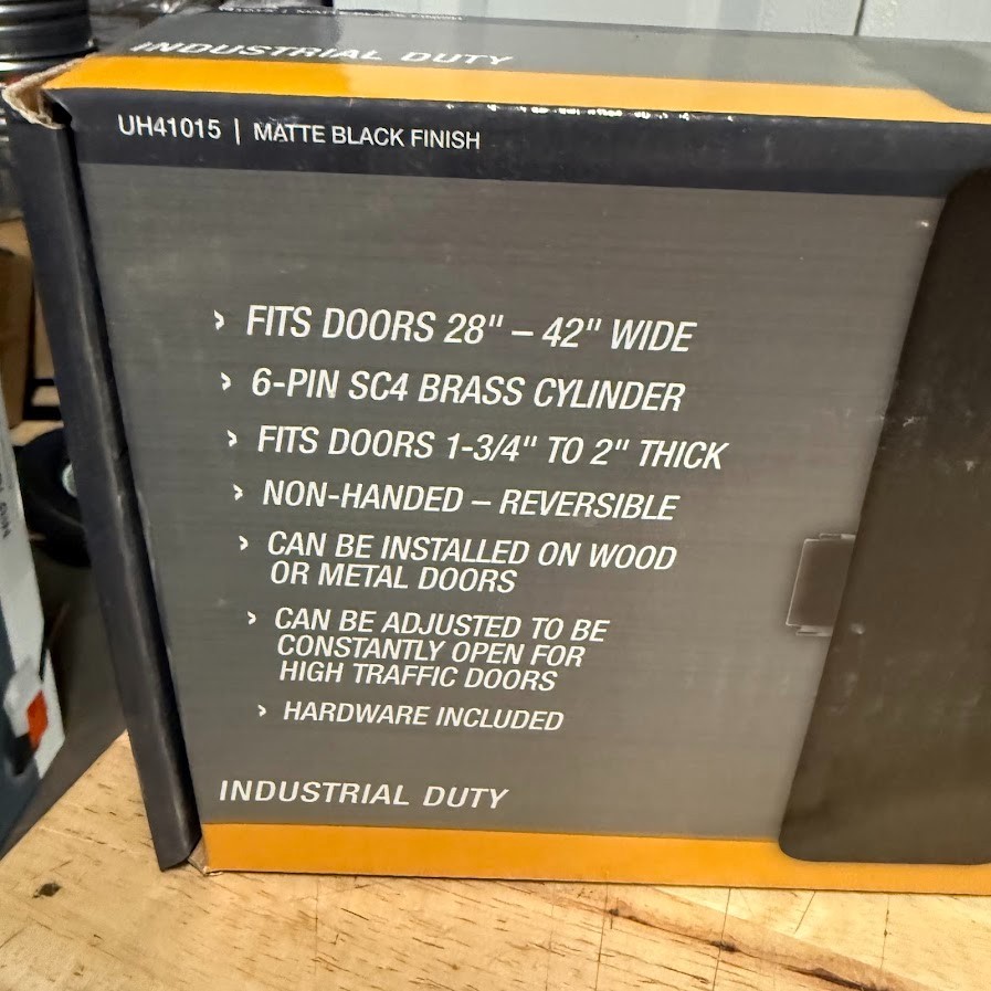 Universal Hardware Matte Black Rim Panic Device with Standard Pull and Cylinder