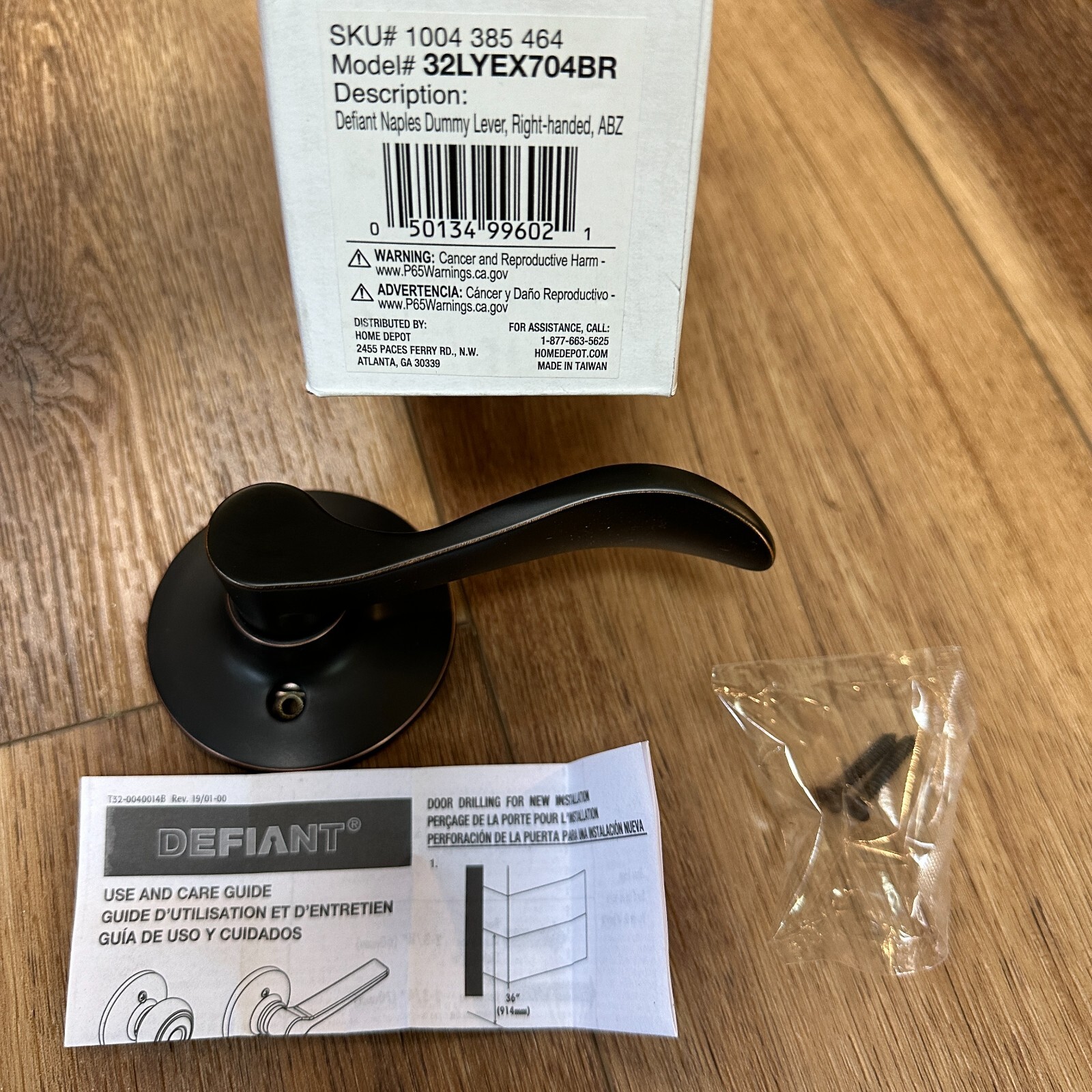(2) Defiant LYEX704B-R Naples Aged Bronze Right-Hand Dummy Door Lever New In Box