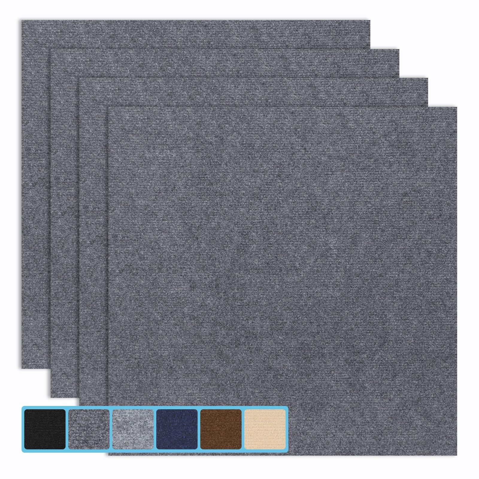 Peel & Stick Carpet Tiles 12×12 Inch – Premium 10 Pack, Dark Gray