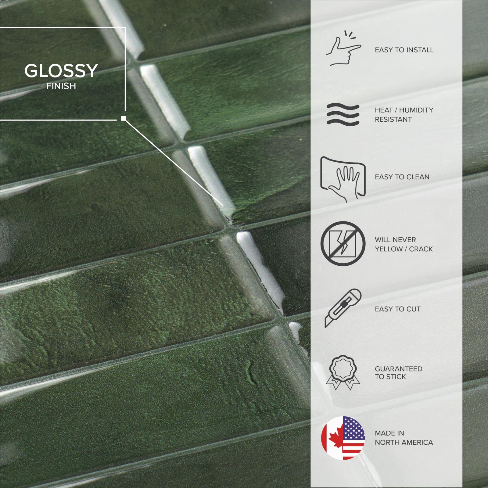 Smart Tiles SMART TILES Peel and Stick Backsplash – 5 Pack of 5, Sefrou Green