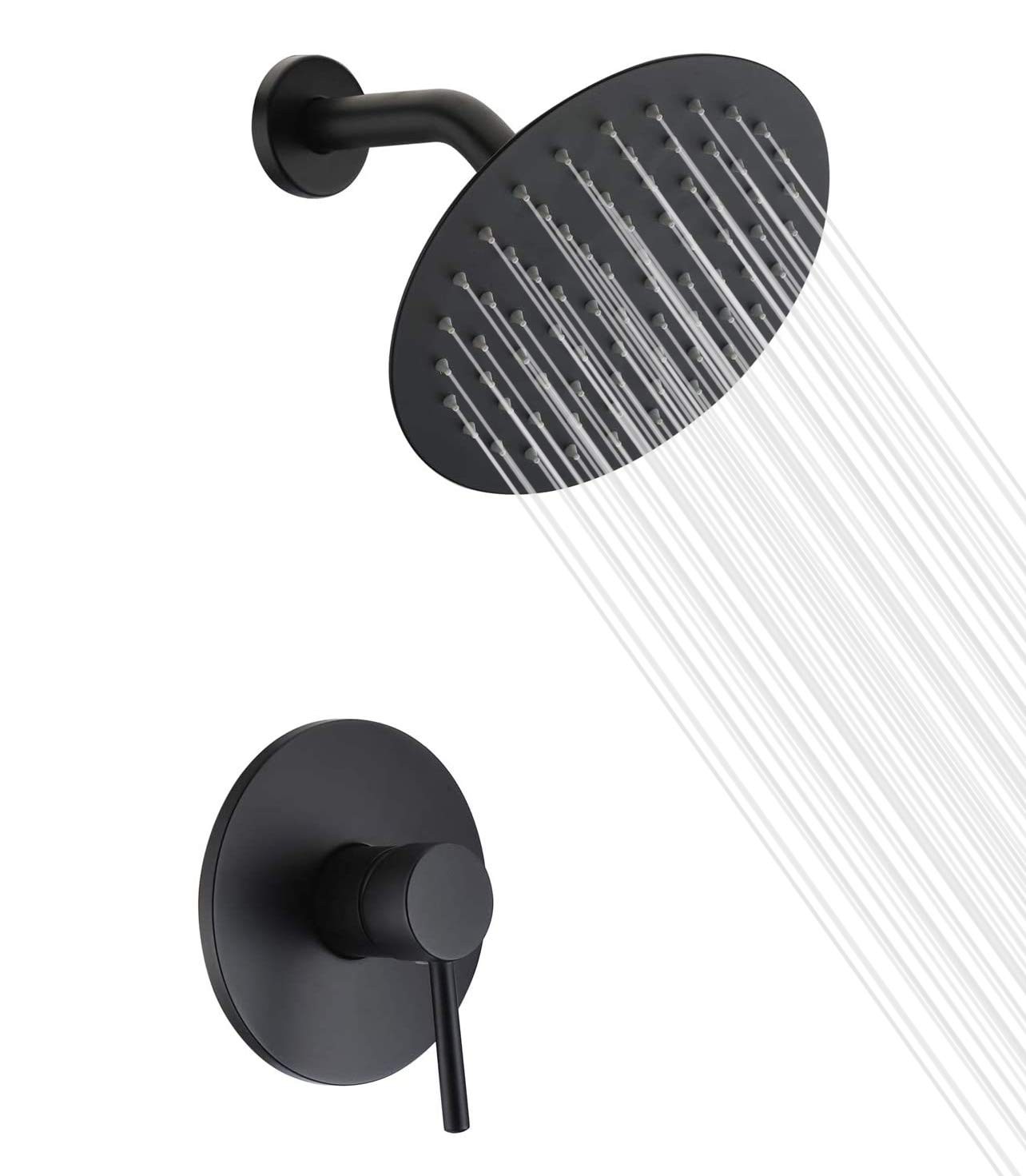 sumerain Black Shower Faucet, Matte Solid Brass Valve,