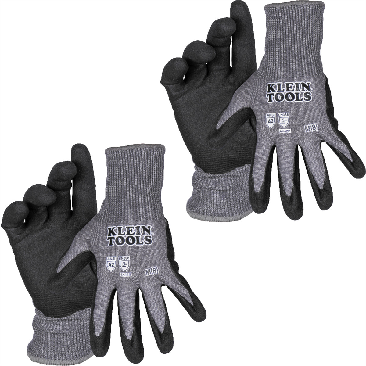 Klein Tools Knit Dipped Gloves, Cut Level A1, Touchscreen, X-Large, 2-Pair 6058