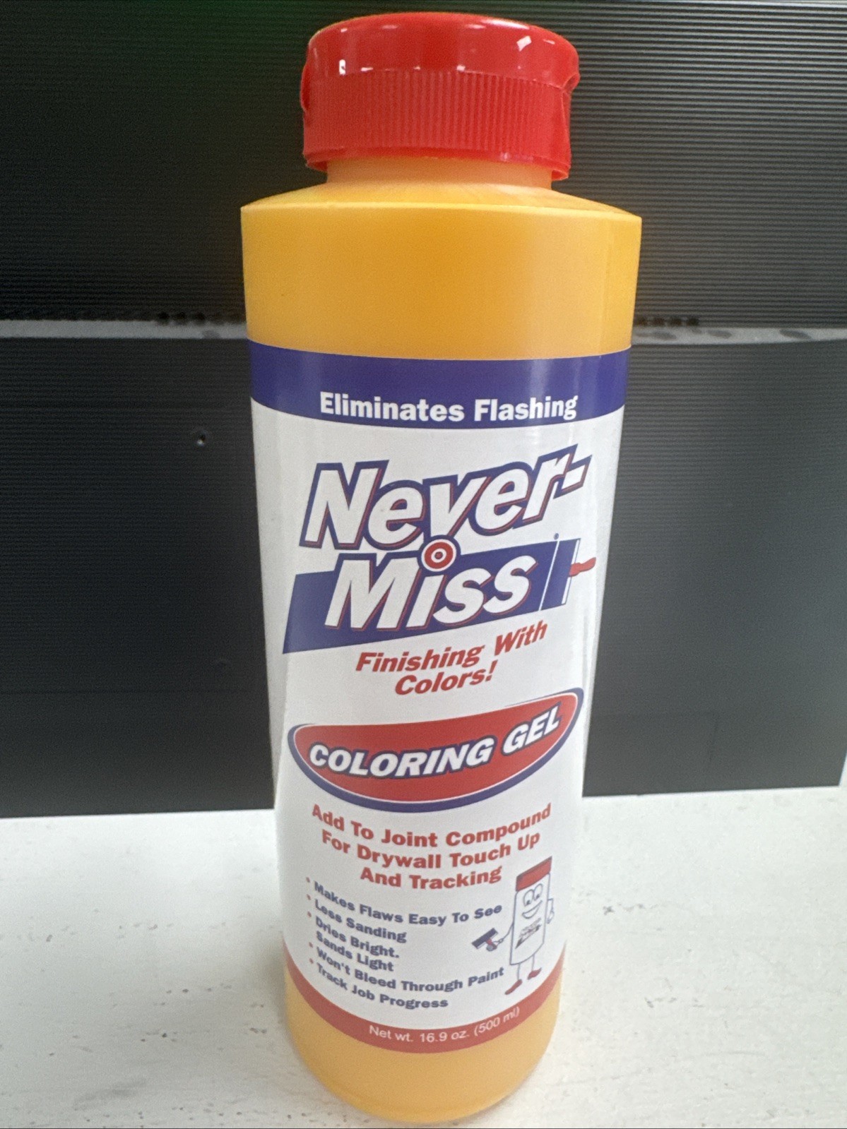 Never-Miss Drywall Mud Tinting Coloring Gel 16oz Finish Coats & Sanding yellow