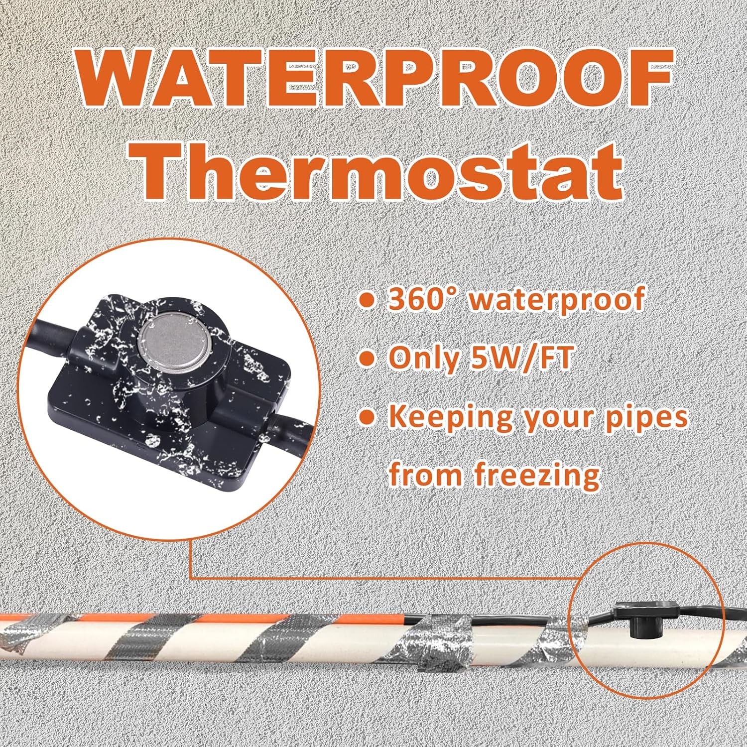 Protection Self-Regulating Heat Trace Cable for Metal, Plastic Home Pipes