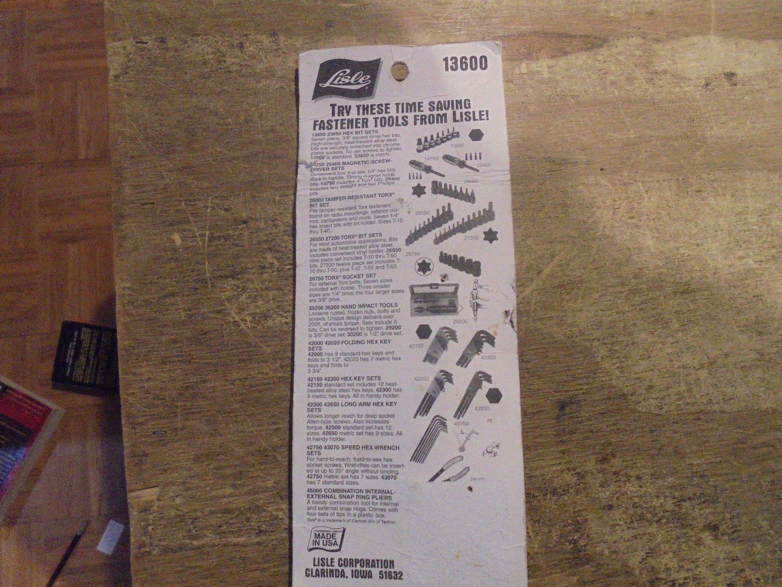 Lisle SOCKET HEX BIT SET 3/8IN. DR 7PC SAE 1/8 TO 3/8IN 13600 NEW