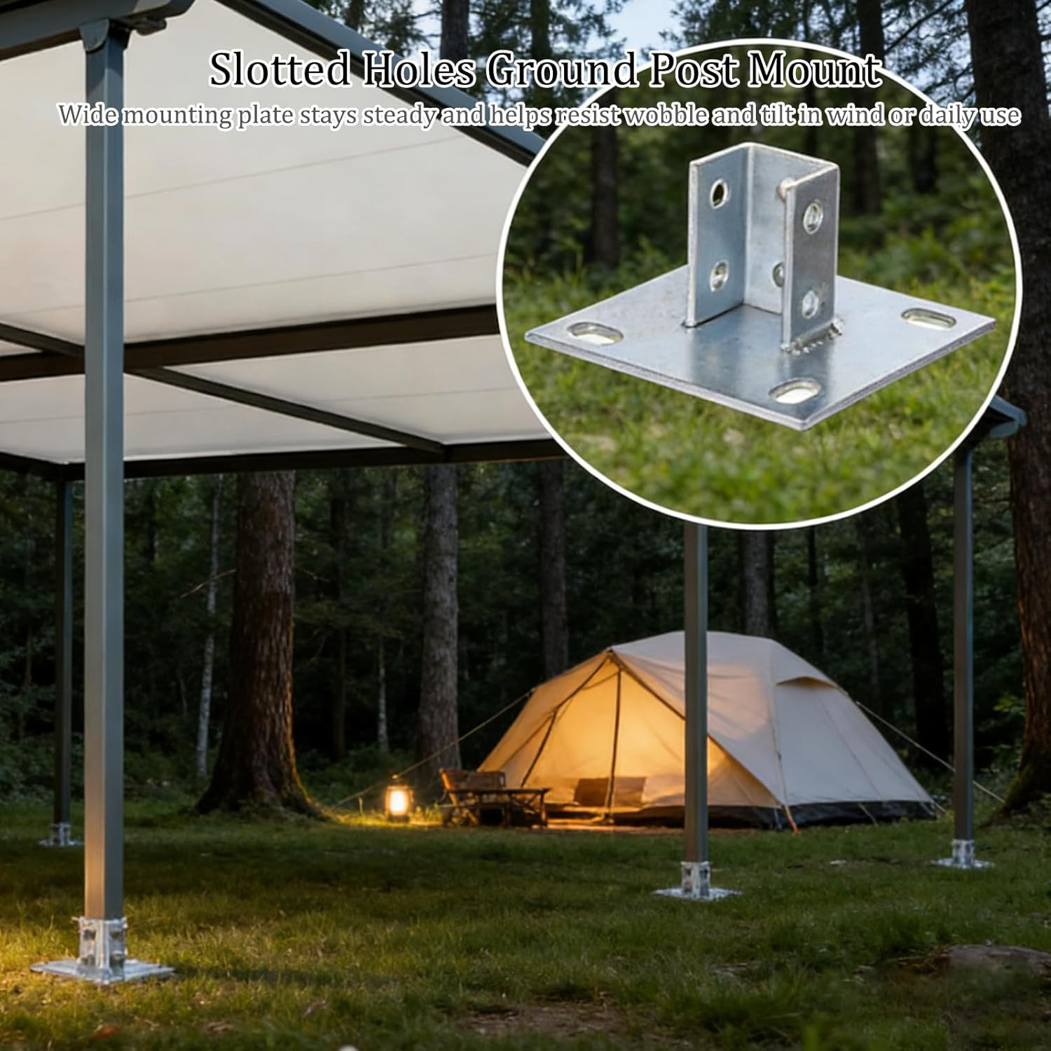 4 PCS Strut Post Bases for 1-5/8 in Square Single Channel, U-Shape Floor Mount P
