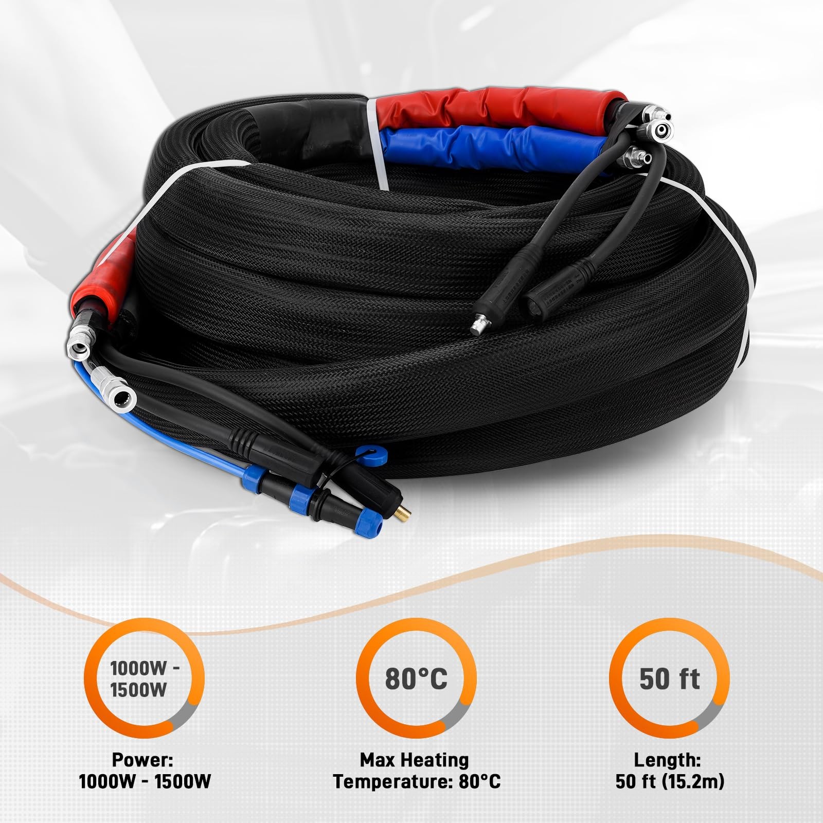 15M/50FT Heated Polyurethane PU Foam Hose For PU Foam Polyurea Spray Machine 12V