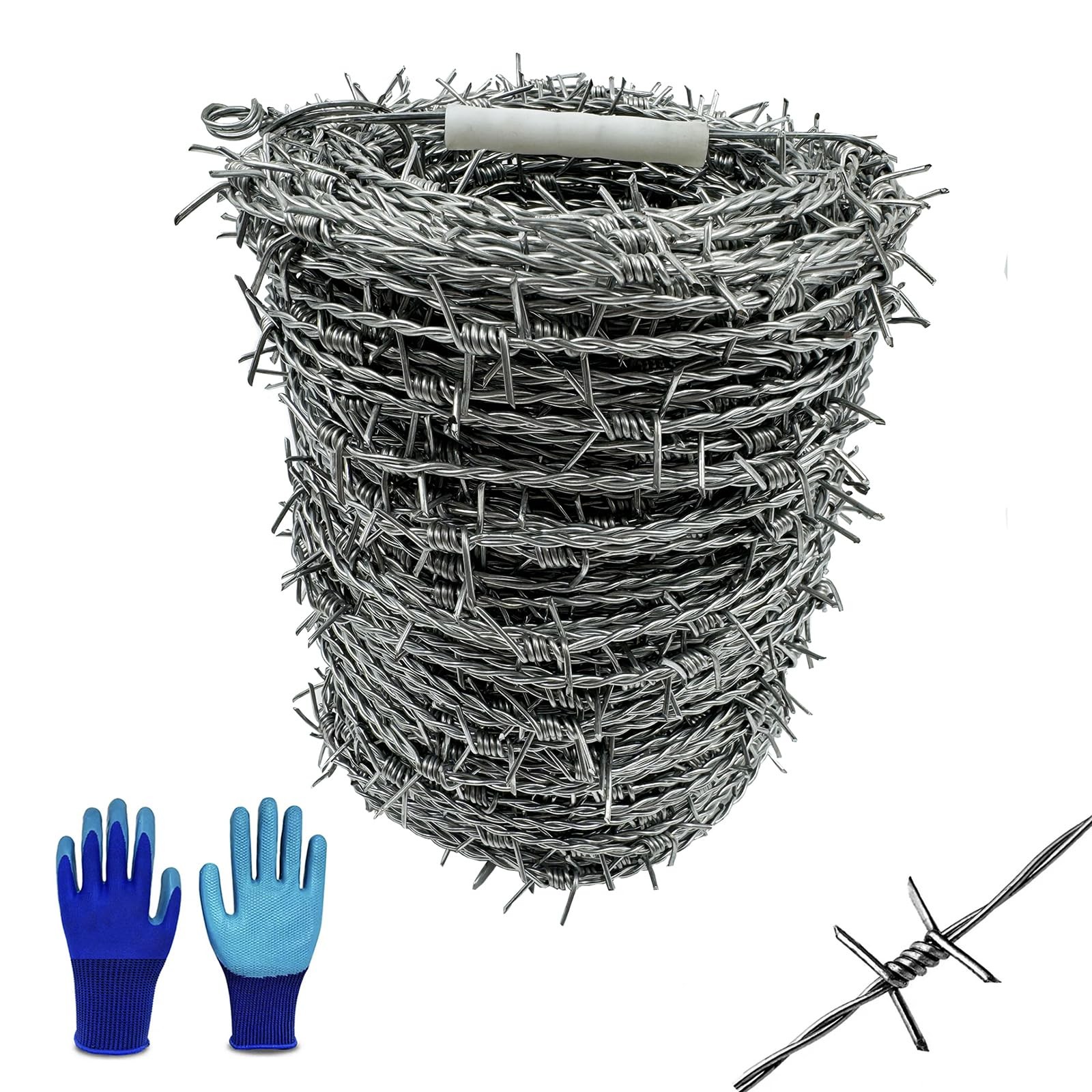 YAGJIA Barbed Wire Fence – 328 Ft, 4 Point, 18 Gauge(1.6mm) 328Ft, Silver