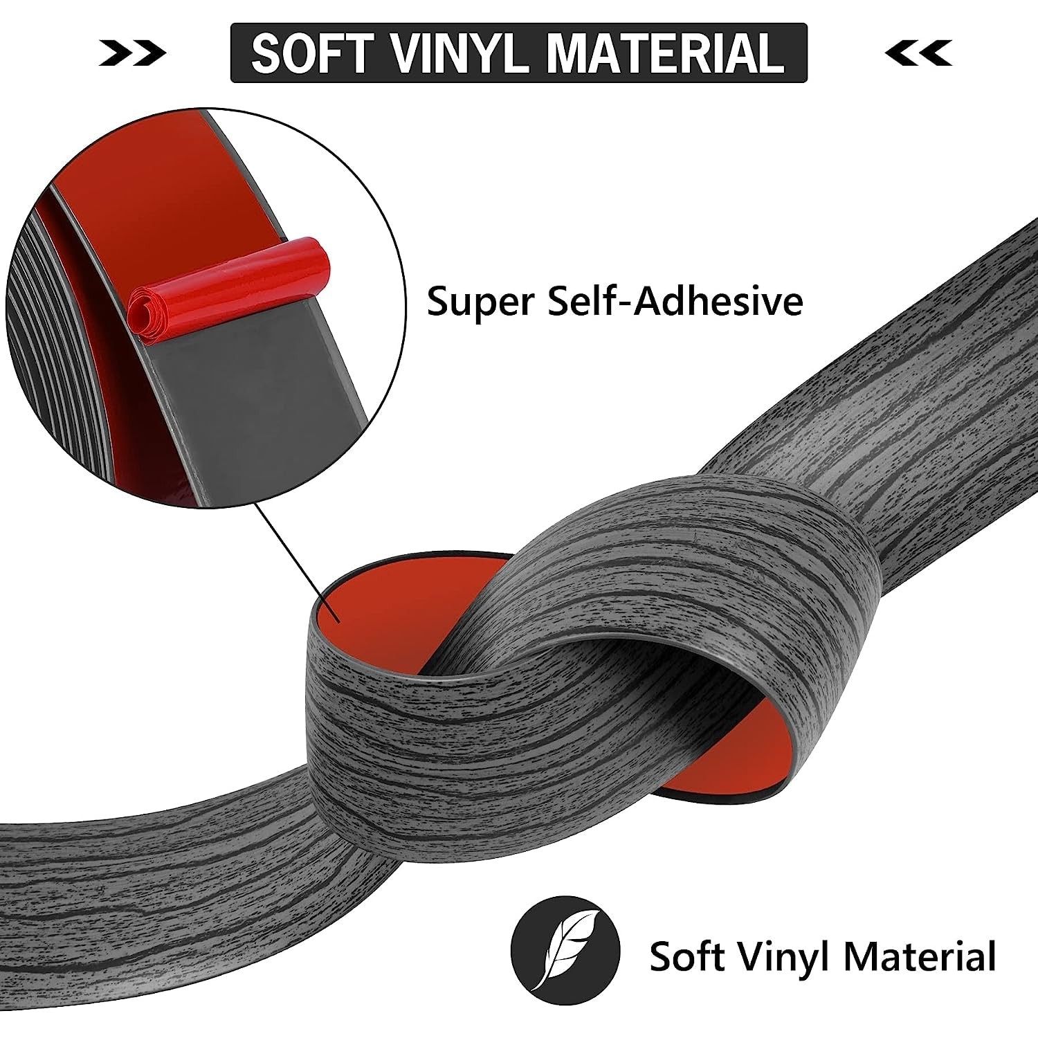 20Ft Floor Transition Strip Self Adhesive Vinyl Cover 5cm, 20Ft, Gray